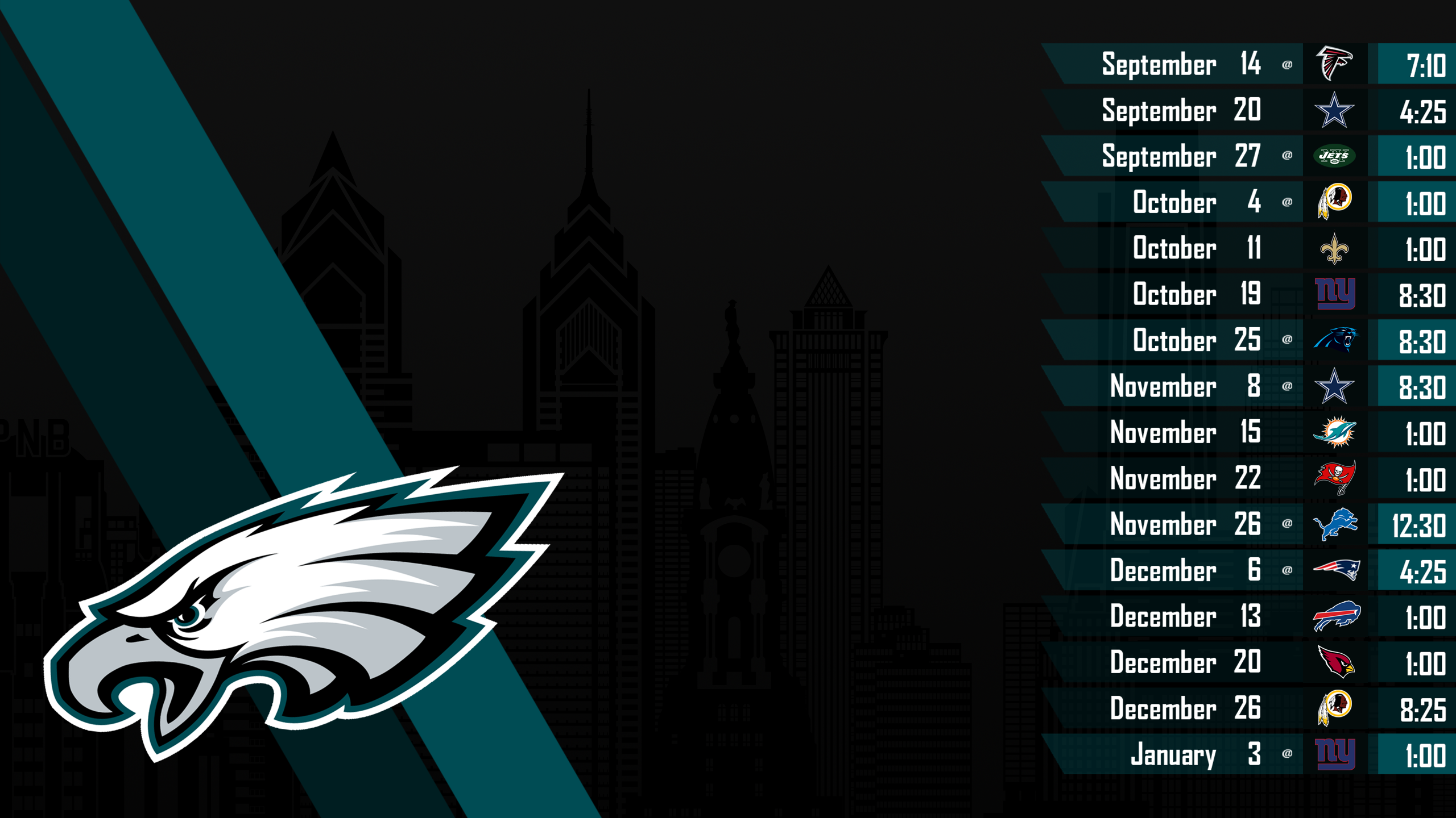 Desktop Wallpaper Philadelphia Eagles - Philadelphia Eagles Schedule Wallpaper 2018 , HD Wallpaper & Backgrounds