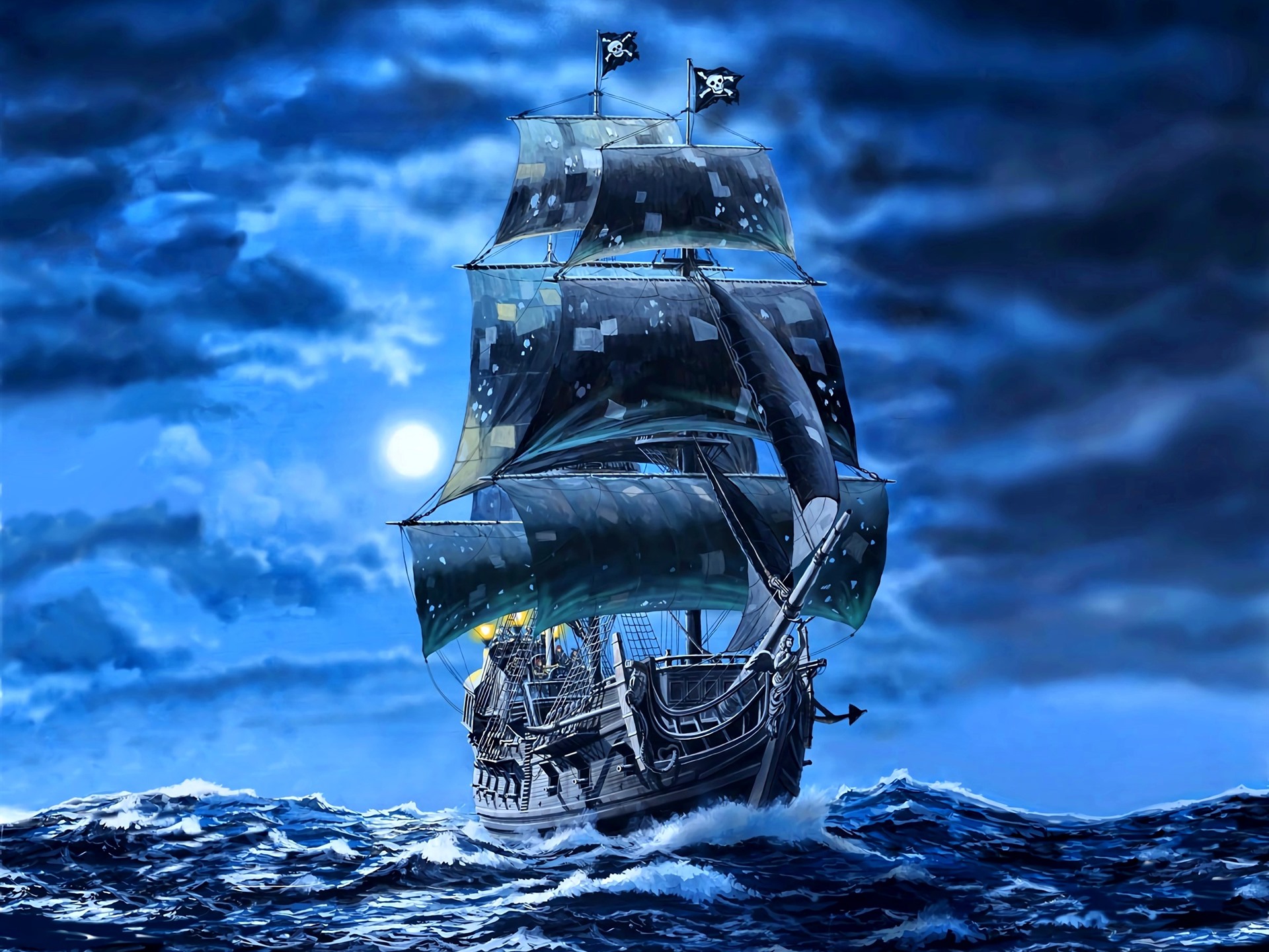 Wallpaper Black Pearl Sail Ship, Pirates, Sea, Art - Black Pearl Pirate Ship , HD Wallpaper & Backgrounds