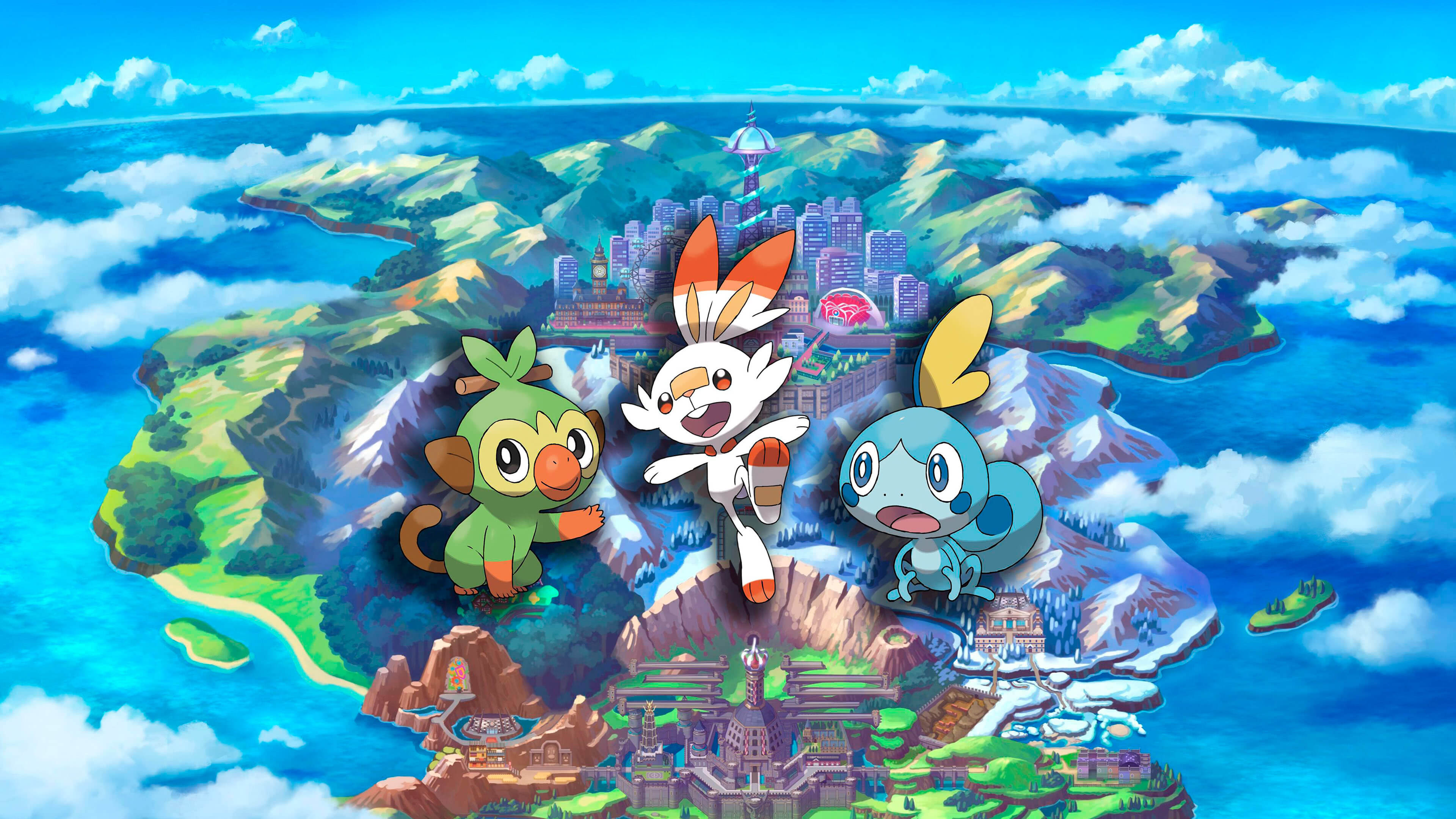 Pokemon Sword And Shield Sobble Grookey Scorbunny Uhd - Pokemon Sword And Shield Galar Region , HD Wallpaper & Backgrounds