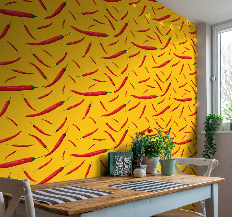Kitchen Wallpaper Peppers - Diseños De Madera En Pared , HD Wallpaper & Backgrounds