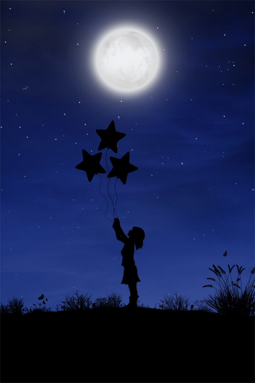 Girl Looking At The Moon Pixabay , HD Wallpaper & Backgrounds
