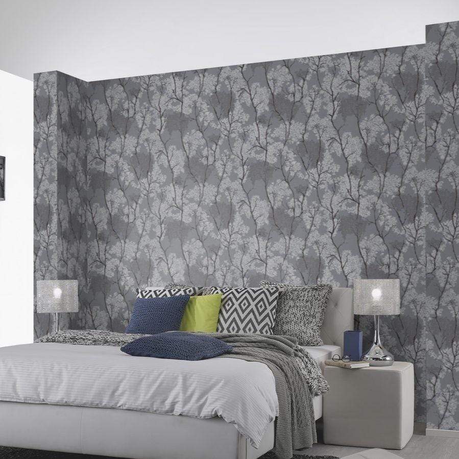 Japanese Garden Trees Dark Grey Wallpaper - Dark Grey Wallpaper Bedroom , HD Wallpaper & Backgrounds