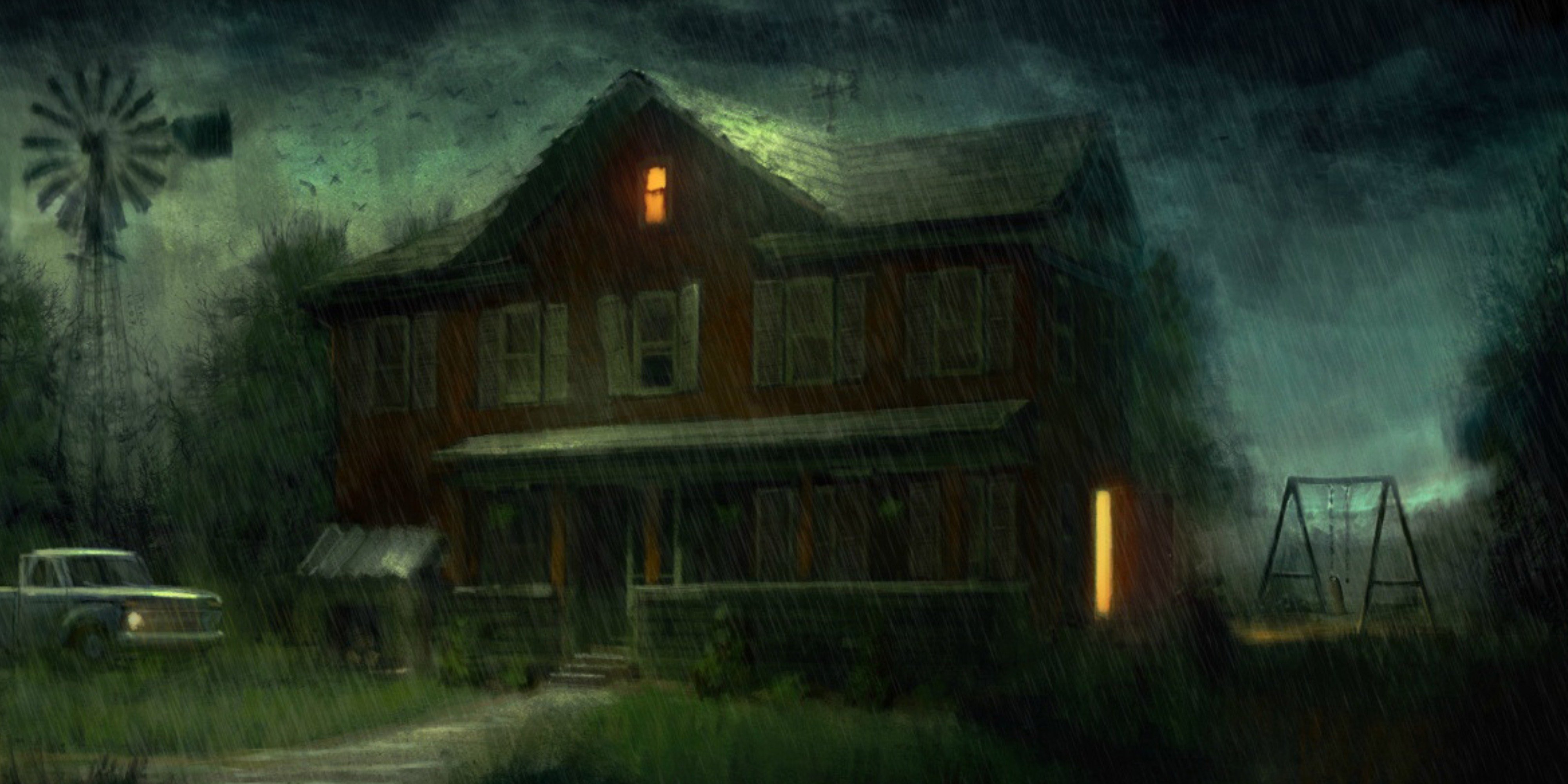 Landscape Horror House Mist Haunted Halloween Dark - Horror Landscapes , HD Wallpaper & Backgrounds