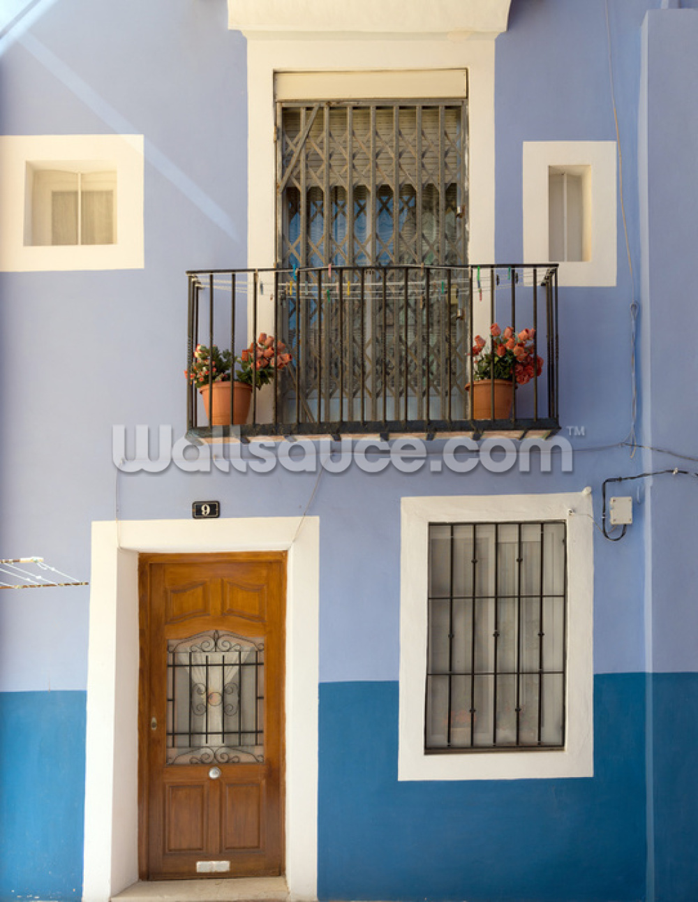 Blue House Wall Mural - Balcony , HD Wallpaper & Backgrounds