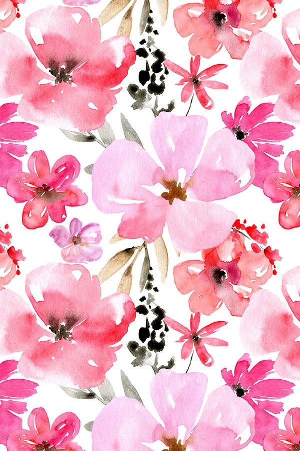 Pink, Petal, Flower, Cherry Blossom, Blossom, Pattern, - Watercolor Pink Floral Background , HD Wallpaper & Backgrounds