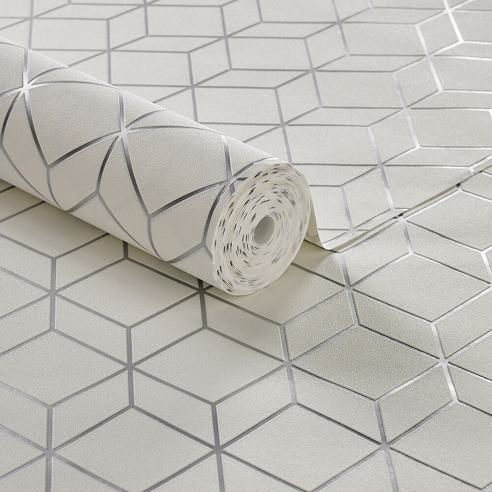 Myrtle Geo White & Silver Wallpaper, , Large - Graham & Brown 104121 , HD Wallpaper & Backgrounds