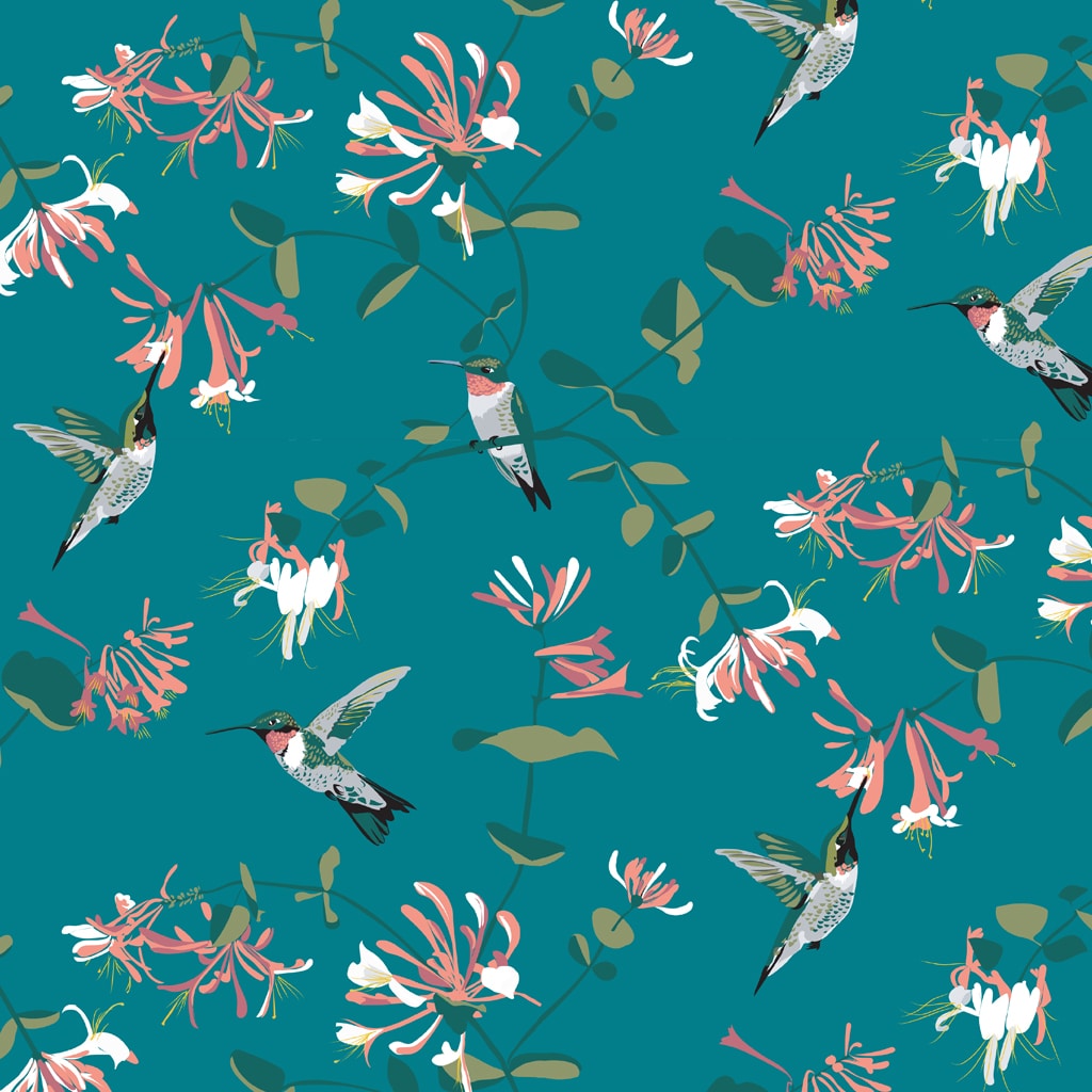 Rspb Hummingbird Mint Wallpaper Designed By Lorna Syson - Teal , HD Wallpaper & Backgrounds