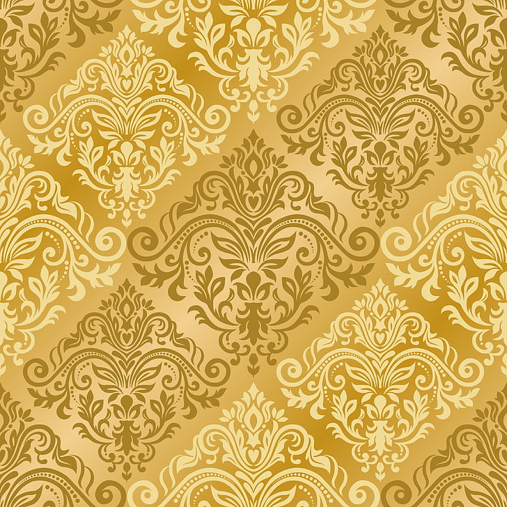 Pattern, Vector, Texture, Gold, Ornament, With, Seamless, - Golden Damask Background , HD Wallpaper & Backgrounds