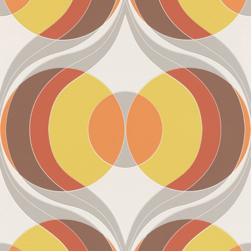 Rasch Retro Circles Citrus/multi Wallpaper - Retro Wallpaper In Yollow , HD Wallpaper & Backgrounds
