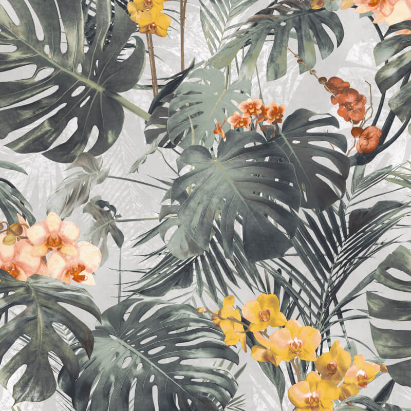 Grandeco Myriad Paradiso Tropical Green/yellow Wallpaper - Tropical Yellow And Pink Floral , HD Wallpaper & Backgrounds