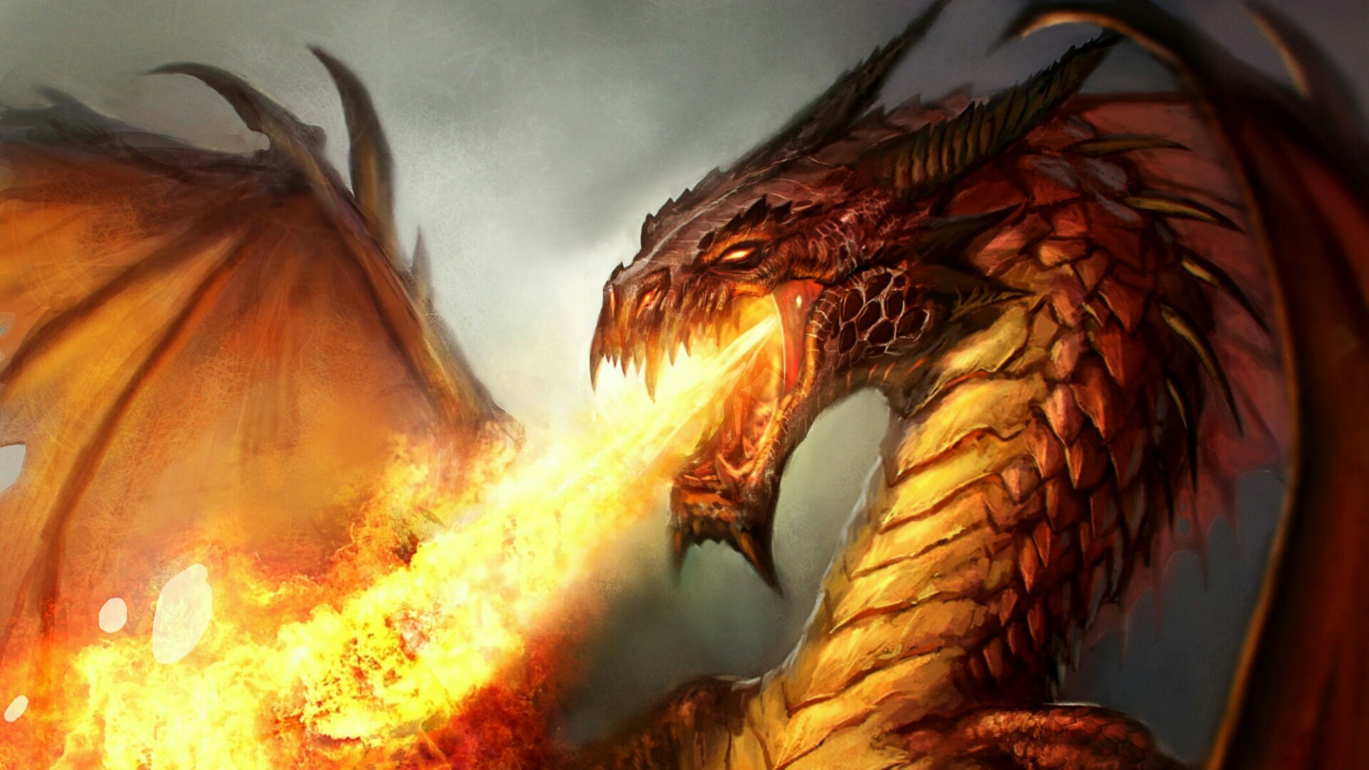 1920x1080, Firebreathing Dragon Wallpaper - Fire Breathing Dragon , HD Wallpaper & Backgrounds