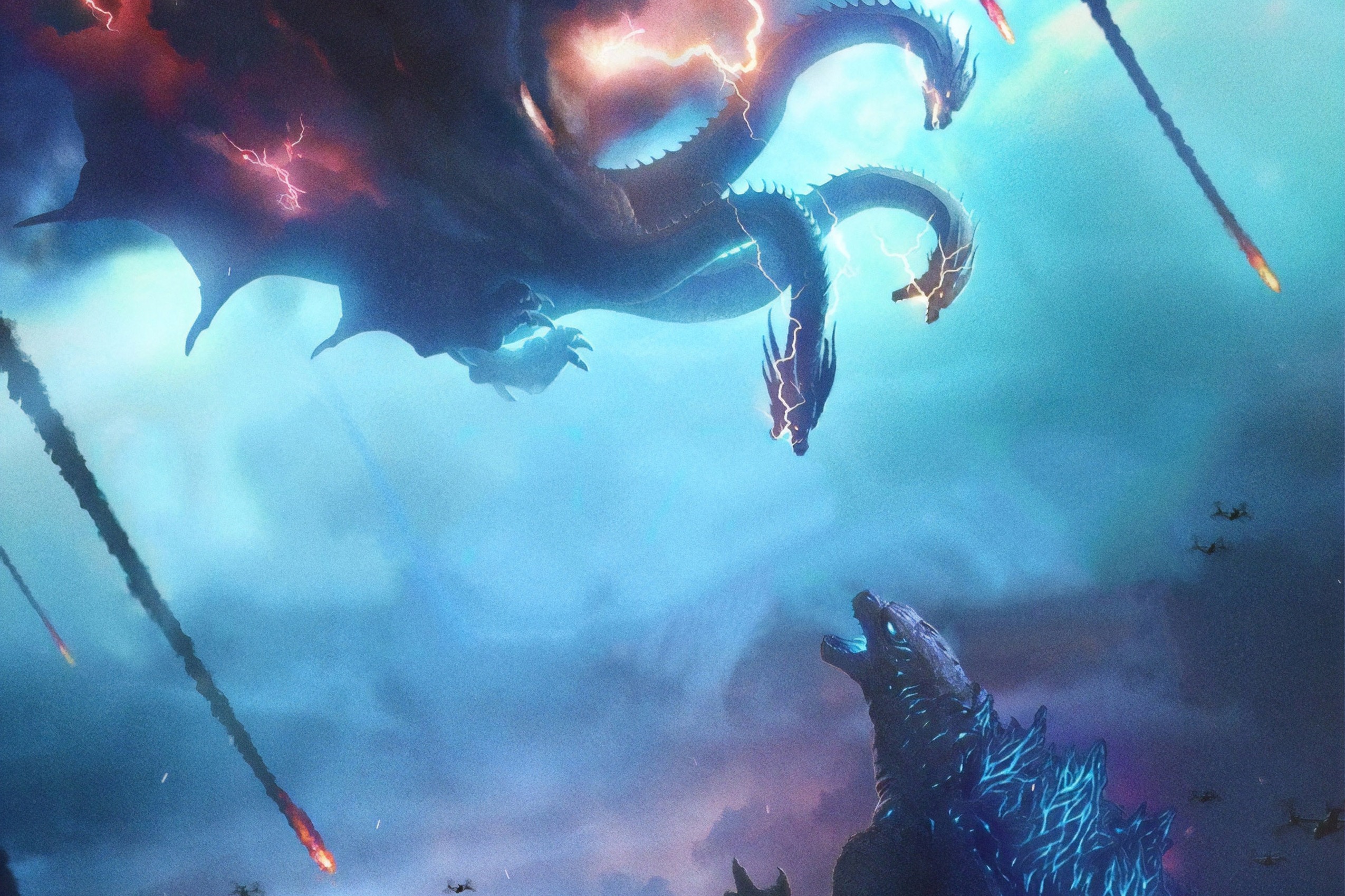 Godzilla Vs 3 Headed Dragon Wallpaper - Godzilla King Of The Monsters Wallpaper Iphone , HD Wallpaper & Backgrounds
