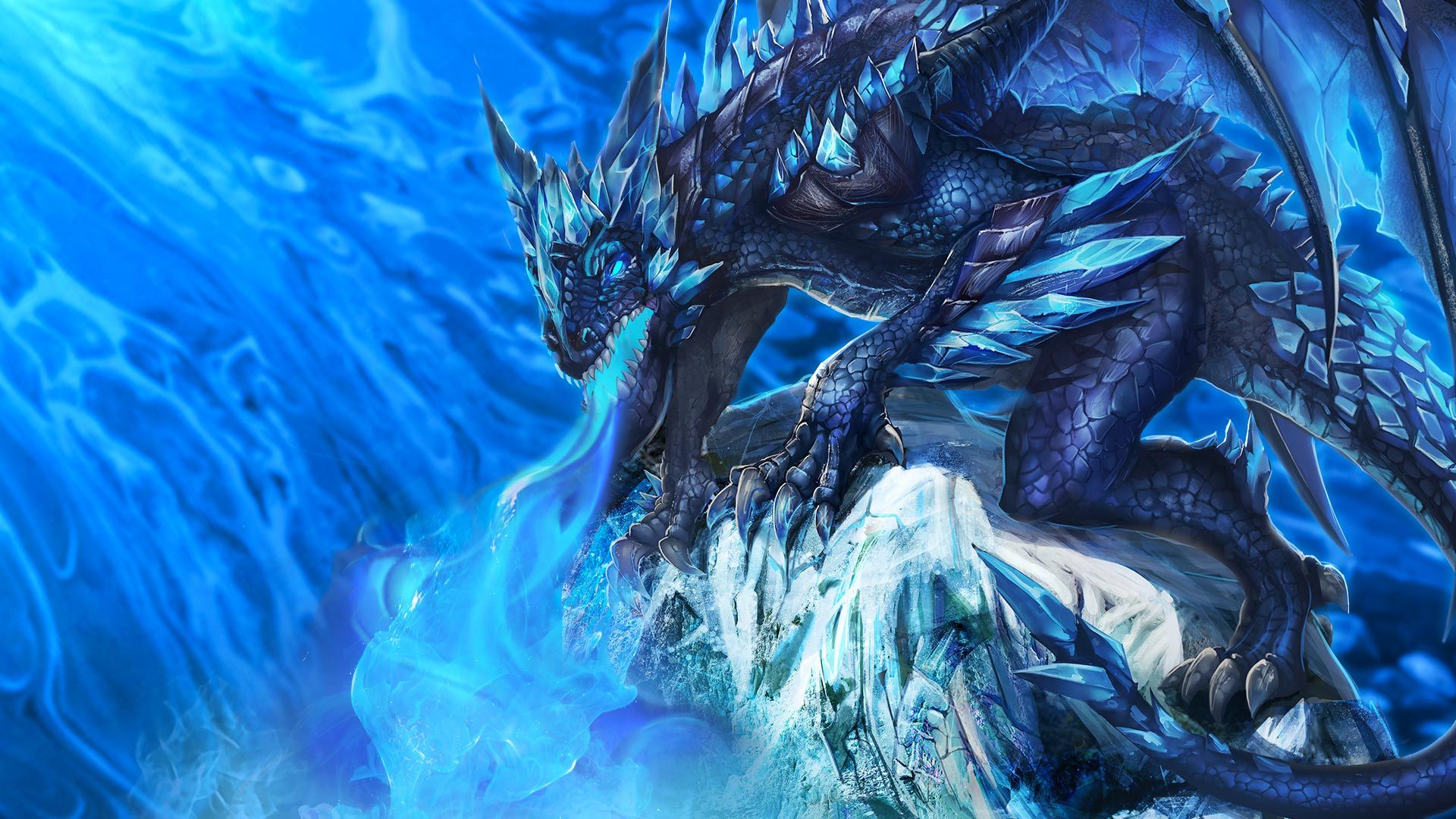Ice Dragon Wallpaper - Blue Dragon Wallpaper Hd , HD Wallpaper & Backgrounds