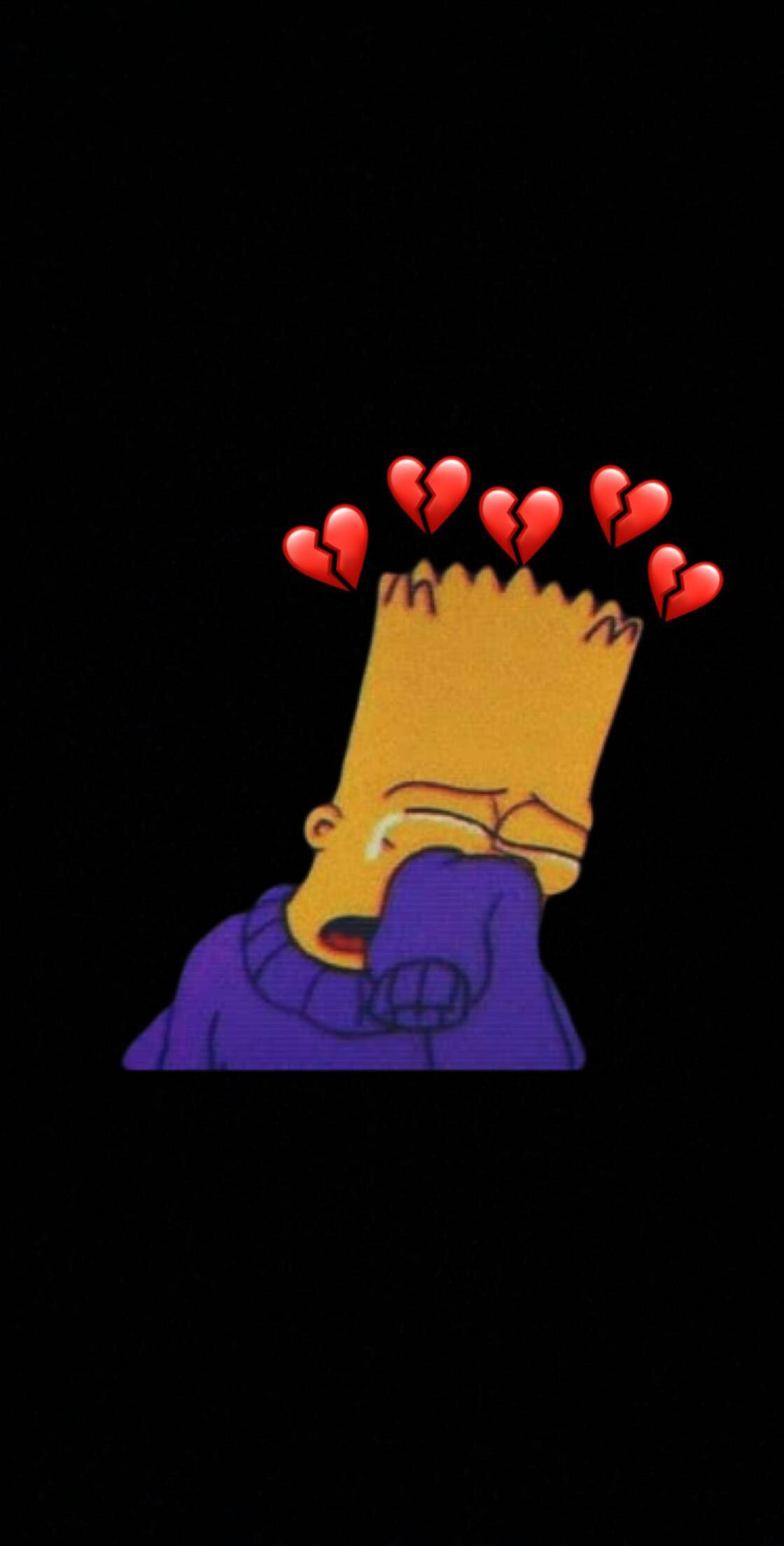 Sad Heart Wallpaper - Broken Heart Sad Bart Simpson , HD Wallpaper & Backgrounds