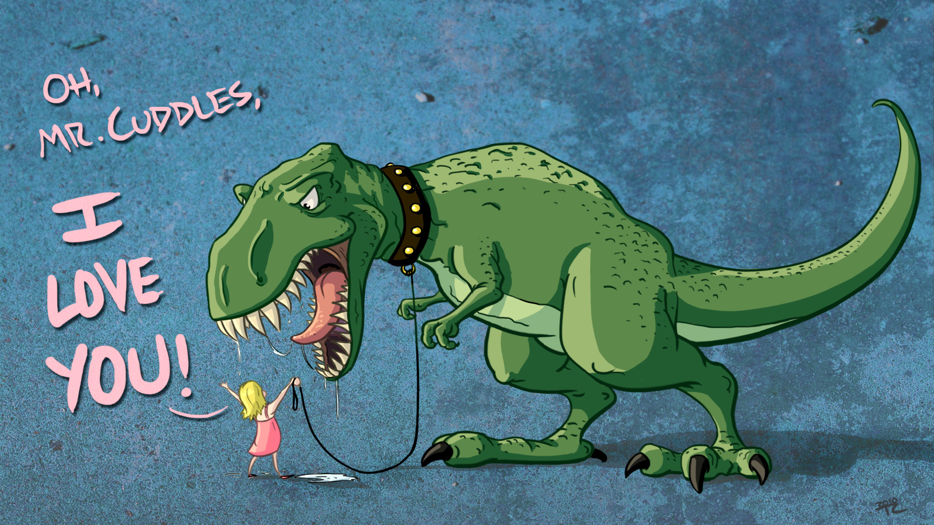 Mr Cuddles Desktop Dinosaur Wallpaper - Cute T Rex Art , HD Wallpaper & Backgrounds