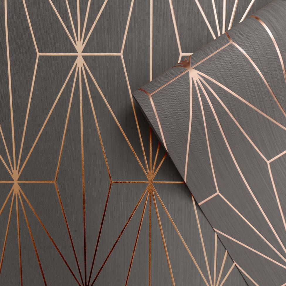 Kayla Metallic Geometric - Grey Rose Gold , HD Wallpaper & Backgrounds