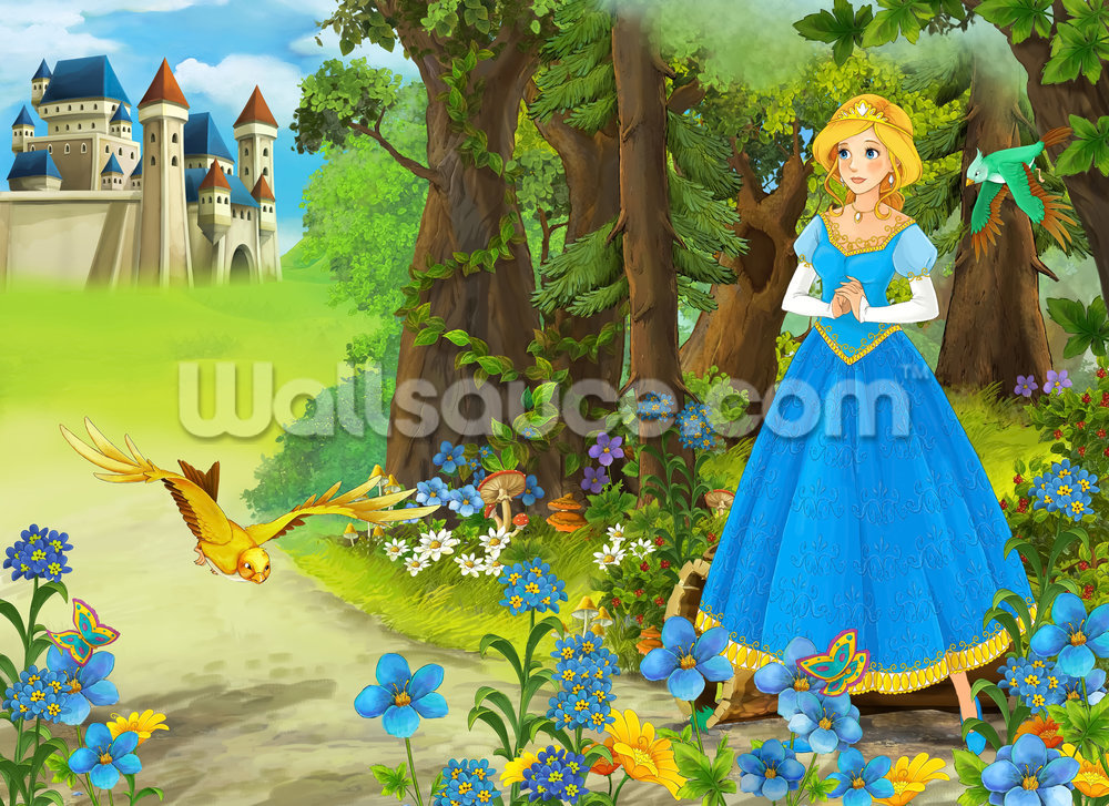 The Princess Mural Wallpaper - Princess In The Forest Animated , HD Wallpaper & Backgrounds