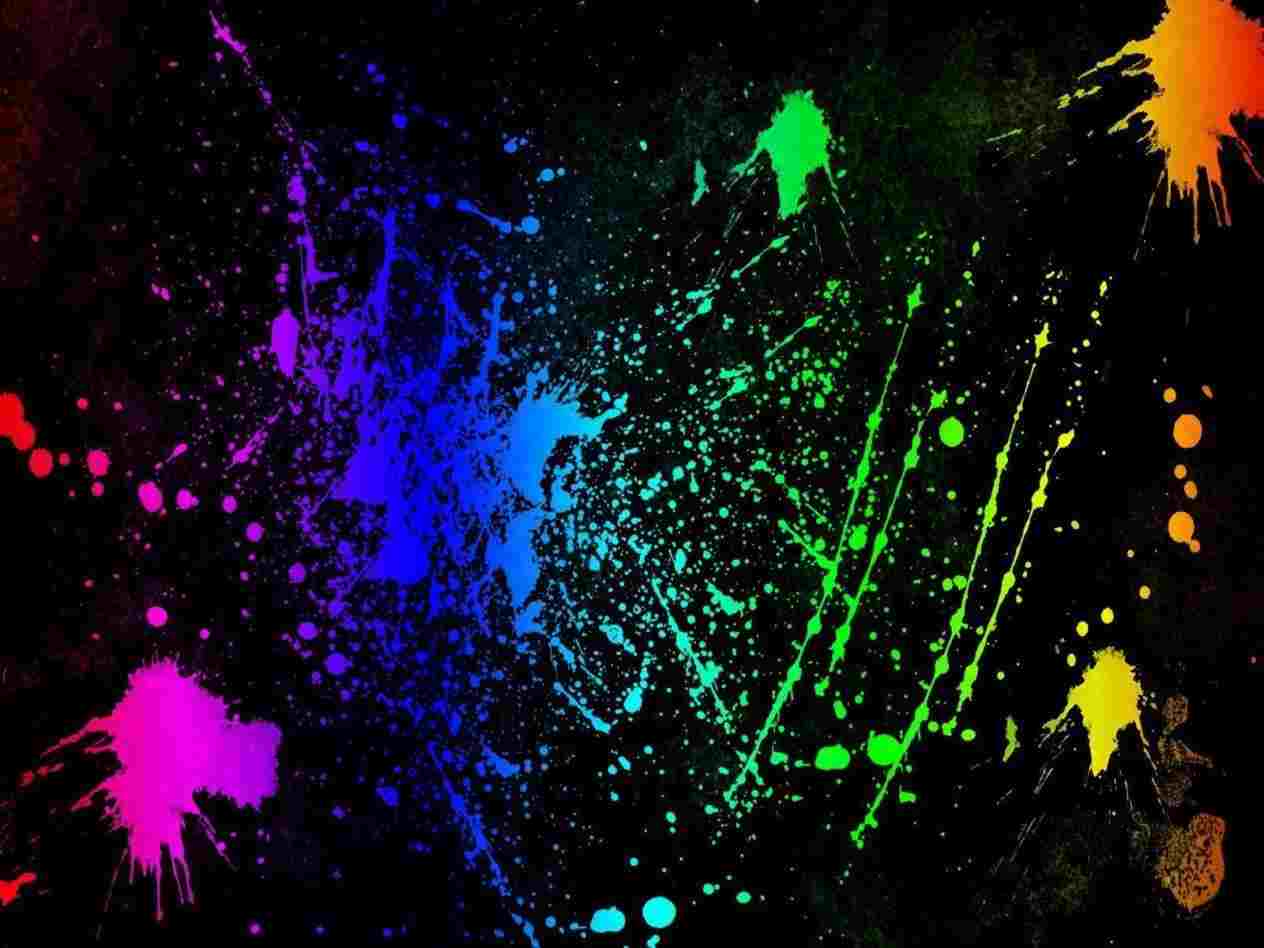 Splatter Neon Splash Paint Splatter Neon Colors Rock - Black With Neon Colors , HD Wallpaper & Backgrounds