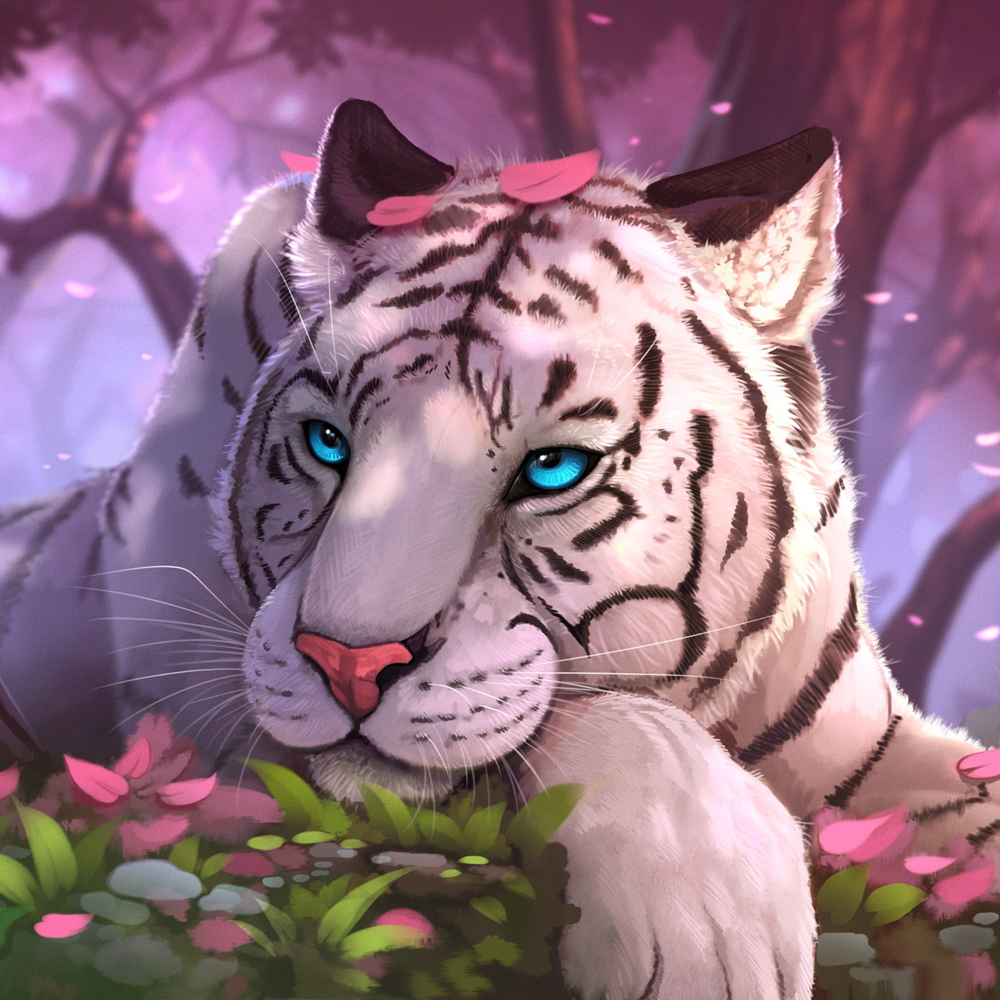 Fantasy White Tiger Wallpaper - White Tiger , HD Wallpaper & Backgrounds