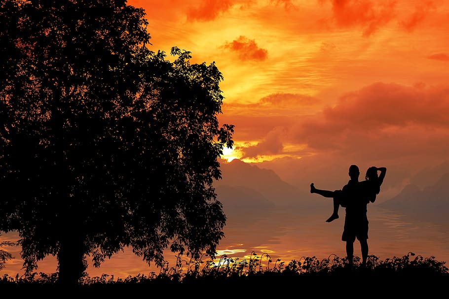 Love, Couple, Silhouette, Sunset, Romantic, Together, - South Mountain Park , HD Wallpaper & Backgrounds
