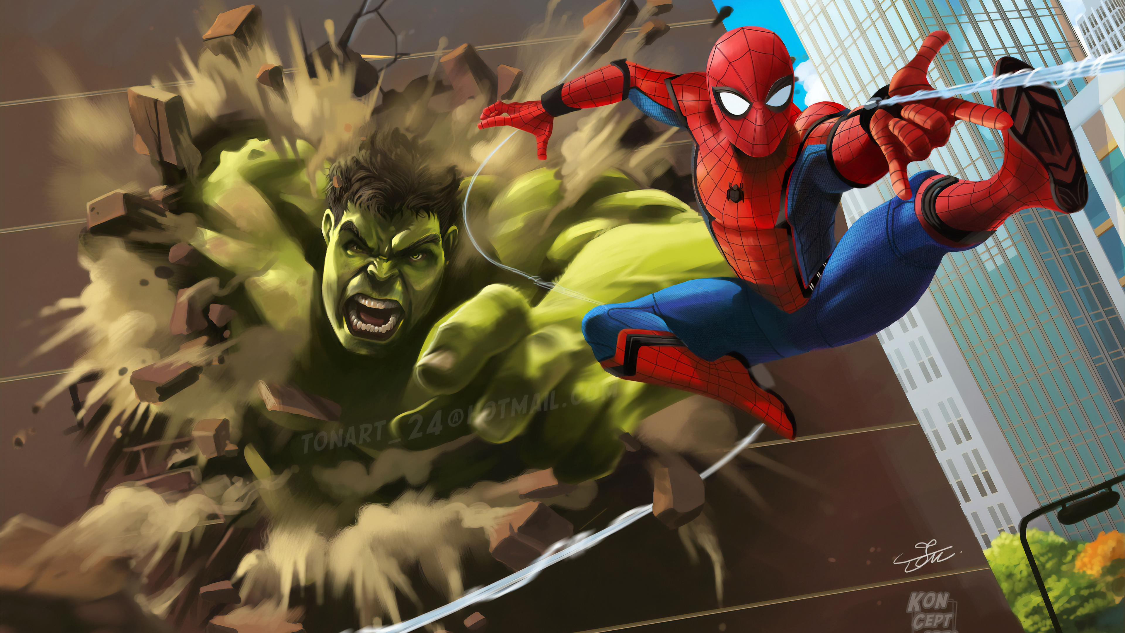Hulk Vs Spiderman - Hulk 4k , HD Wallpaper & Backgrounds