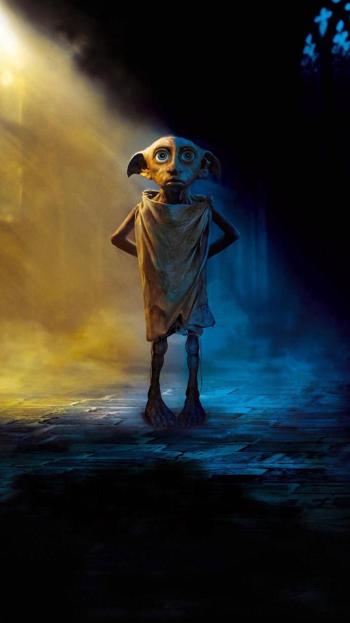 Dobby The House Elf, Standing In A Dark Lit Hallway, - Harry Potter Wallpaper Dobby , HD Wallpaper & Backgrounds