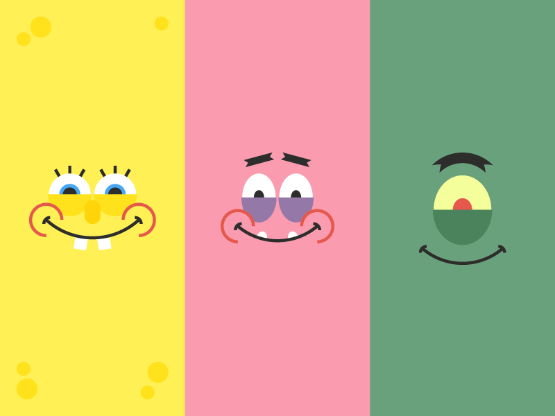 Spongebob Wallpaper Vector Happy Sticker Cute Flat - Spongebob Patrick And Plankton , HD Wallpaper & Backgrounds