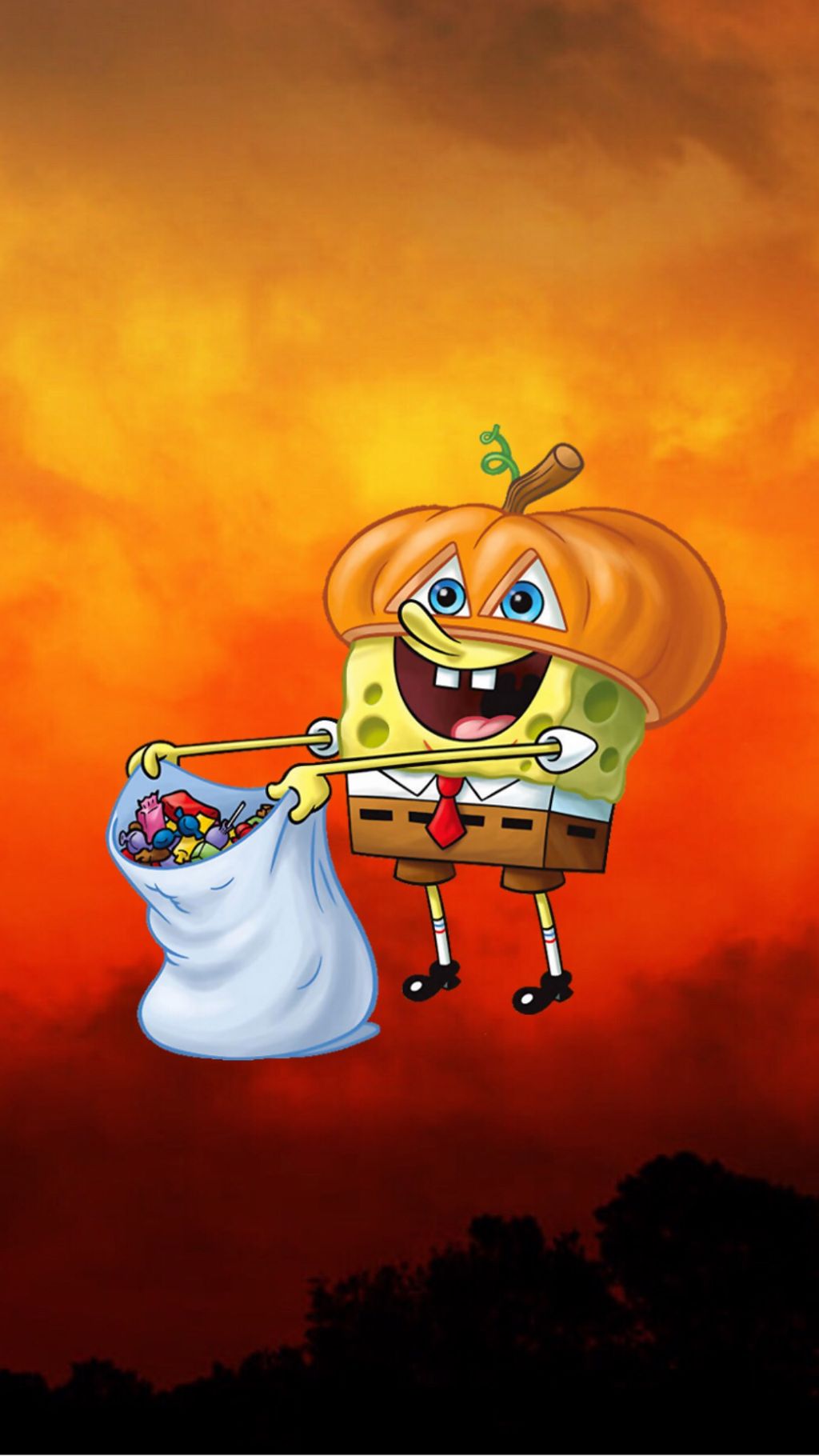 Spongebob Halloween Wallpaper Freetoedit - Spongebob Halloween Iphone Background , HD Wallpaper & Backgrounds