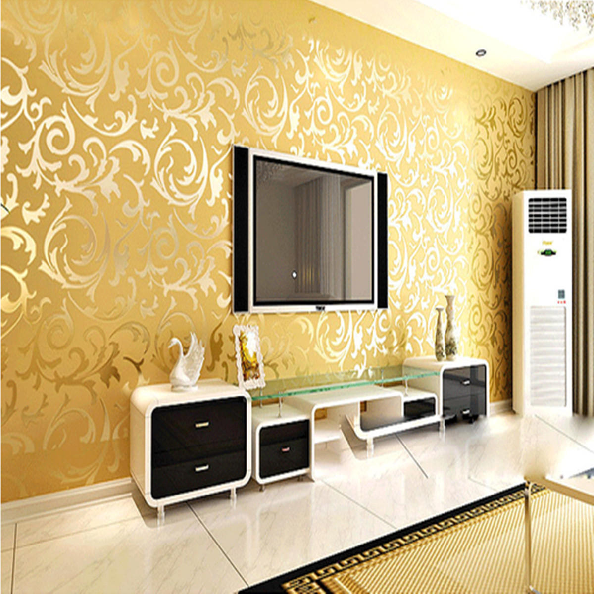 10mx53cm Wallpaper Rolls Silver Golden Apricot Luxury - Living Room Texture Paint , HD Wallpaper & Backgrounds