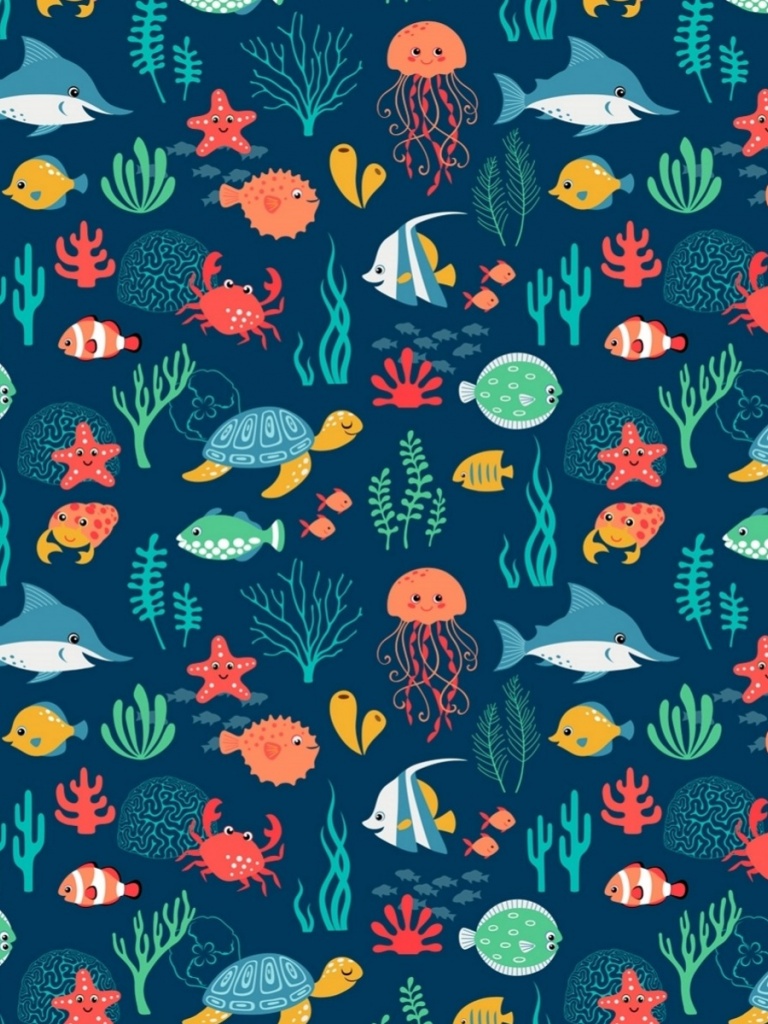 Pattern Free Sea Animals , HD Wallpaper & Backgrounds