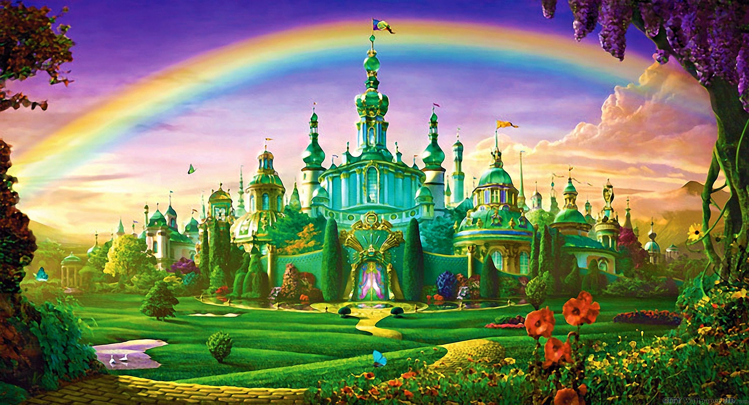 Emerald City On Friendly Magic Wallpaper Pretty Colorful - Emerald City The Wizard Of Oz , HD Wallpaper & Backgrounds