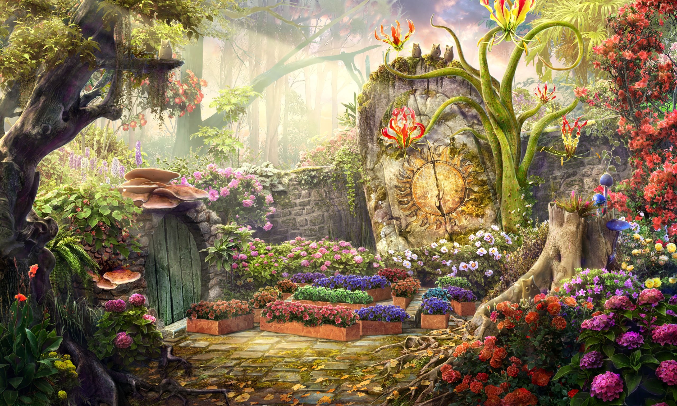 Fantasy Garden Wallpaper - Enchanted Garden Background , HD Wallpaper & Backgrounds
