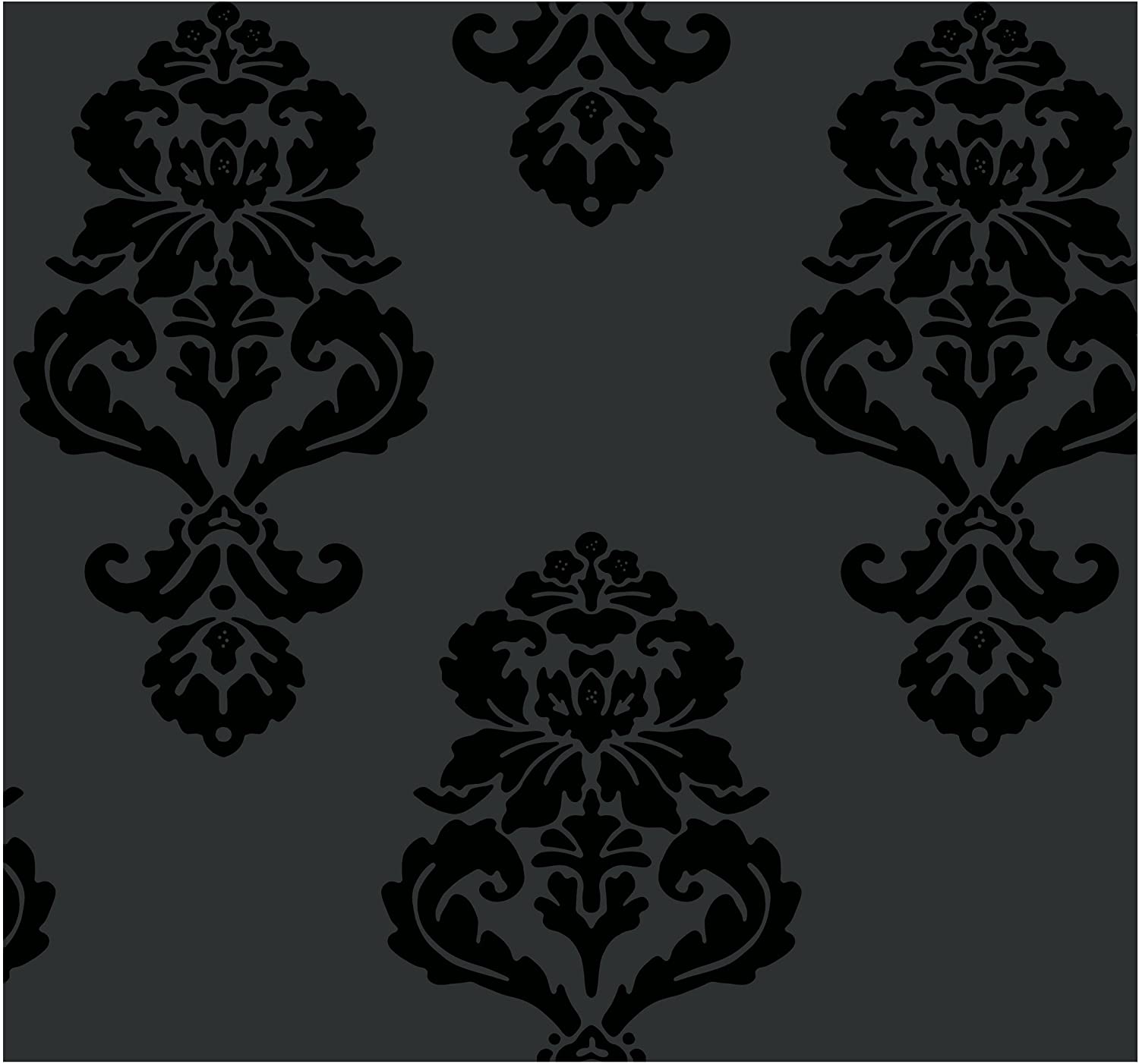 York Wallcoverings Tres Chic Graphic Damask Removable - Black Damask Wallpaper York , HD Wallpaper & Backgrounds