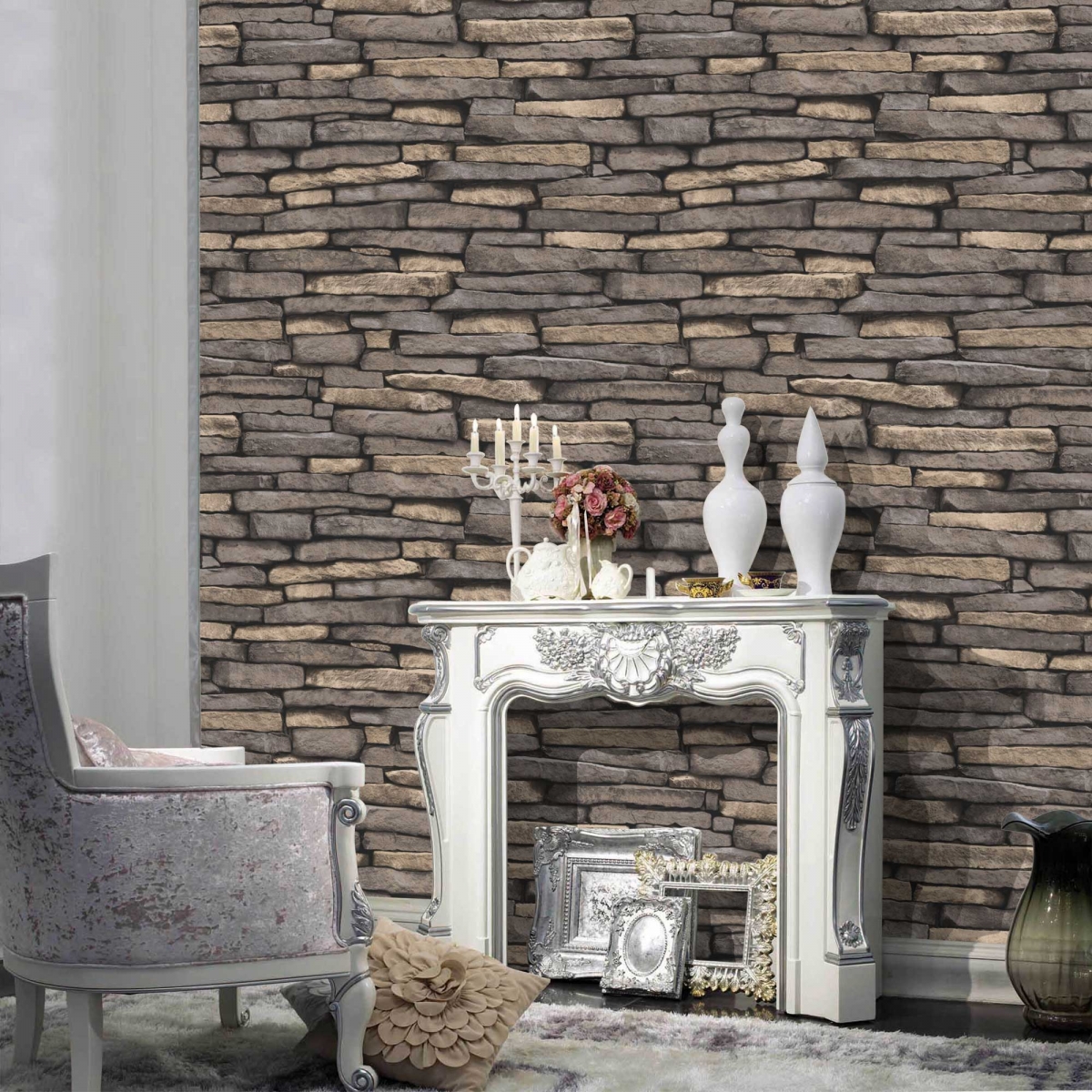 Home Shop By Brand Fine Decor Multi Coloured Slate - Slate Wallpaper Living Room Ideas , HD Wallpaper & Backgrounds