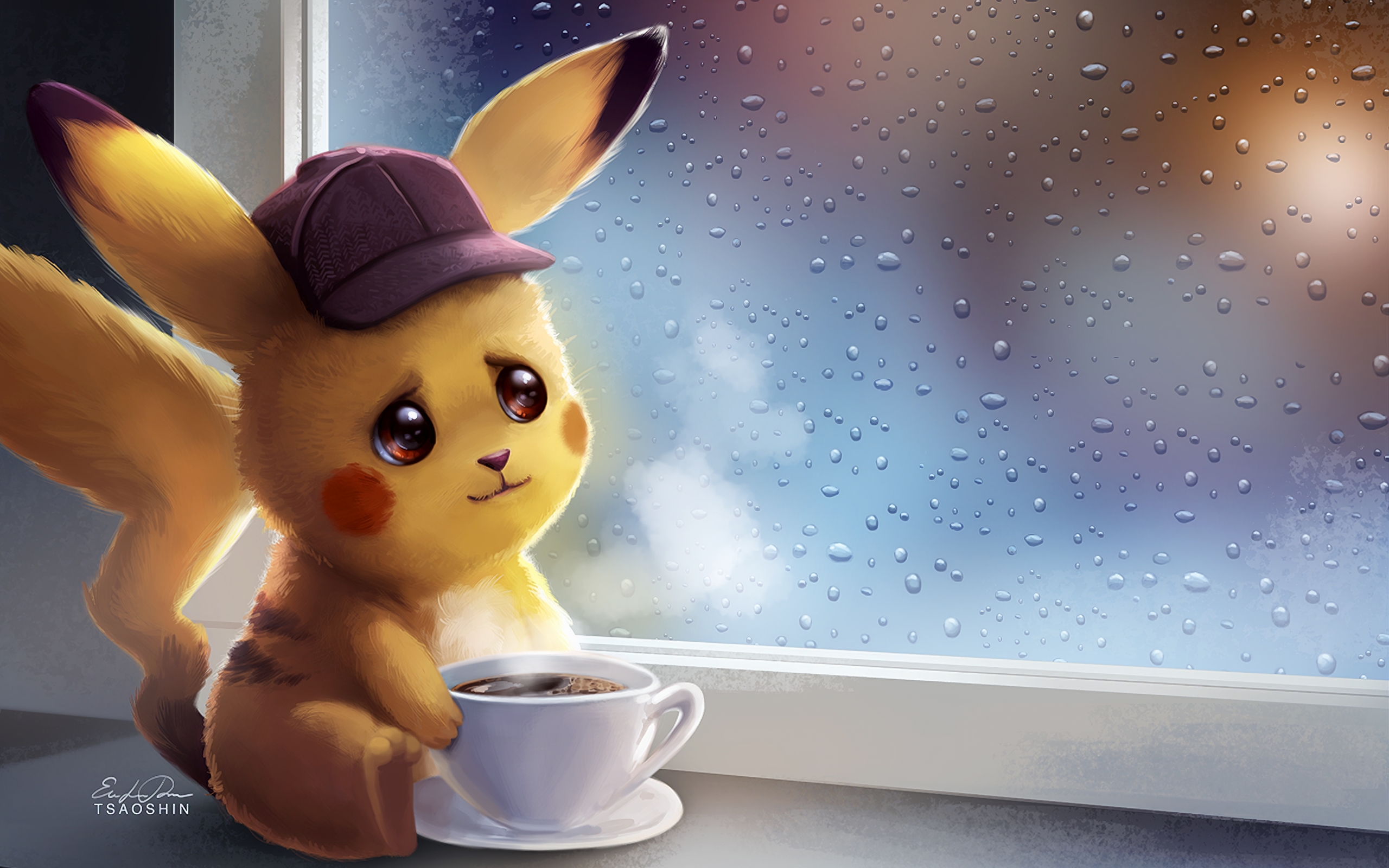Wallpaper Of Coffee, Cup, Pikachu, Pokémon, Rain Background - Pikachu Wallpaper Hd For Mobile , HD Wallpaper & Backgrounds