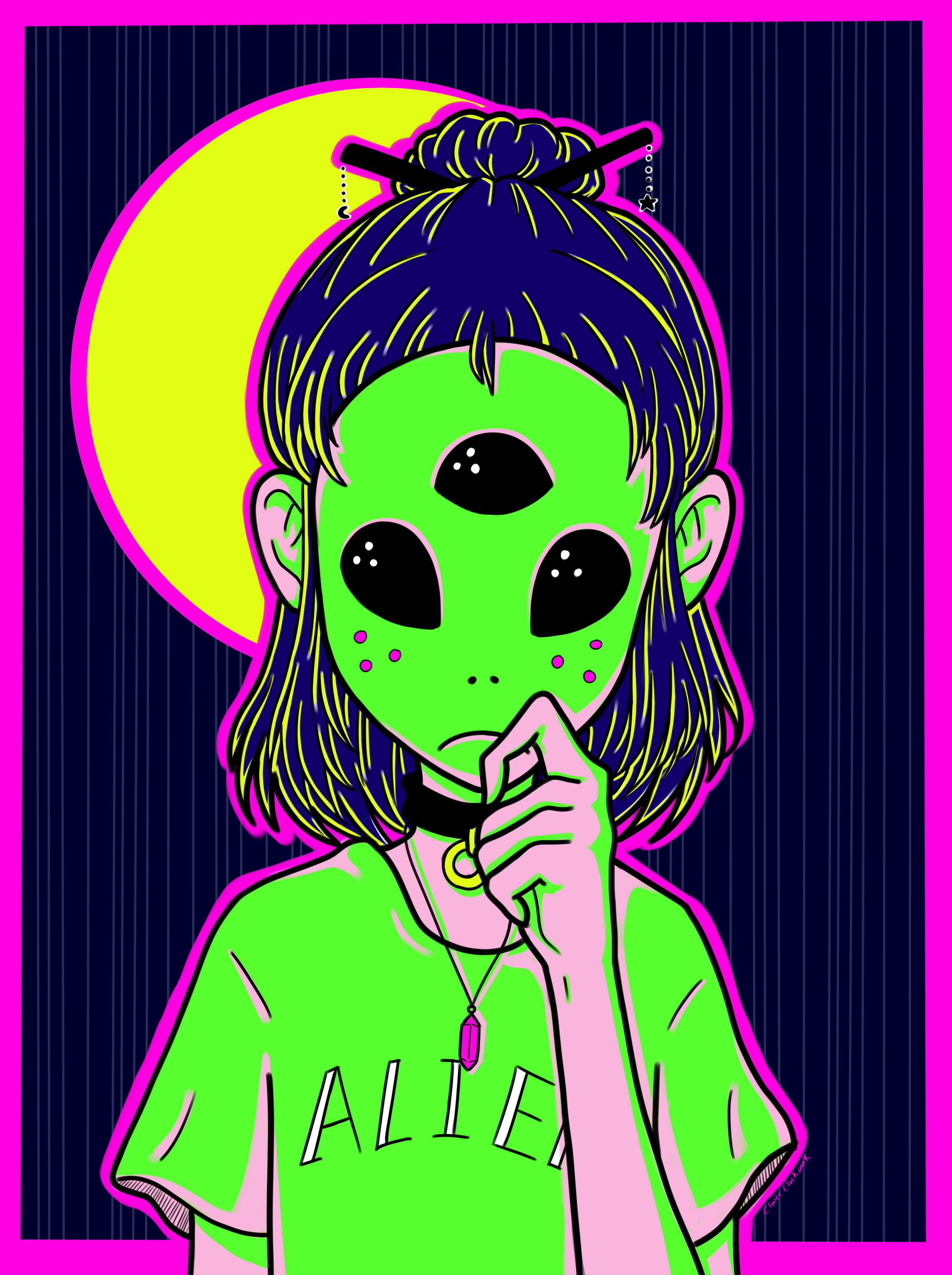 Aesthetic Trippy Alien , HD Wallpaper & Backgrounds