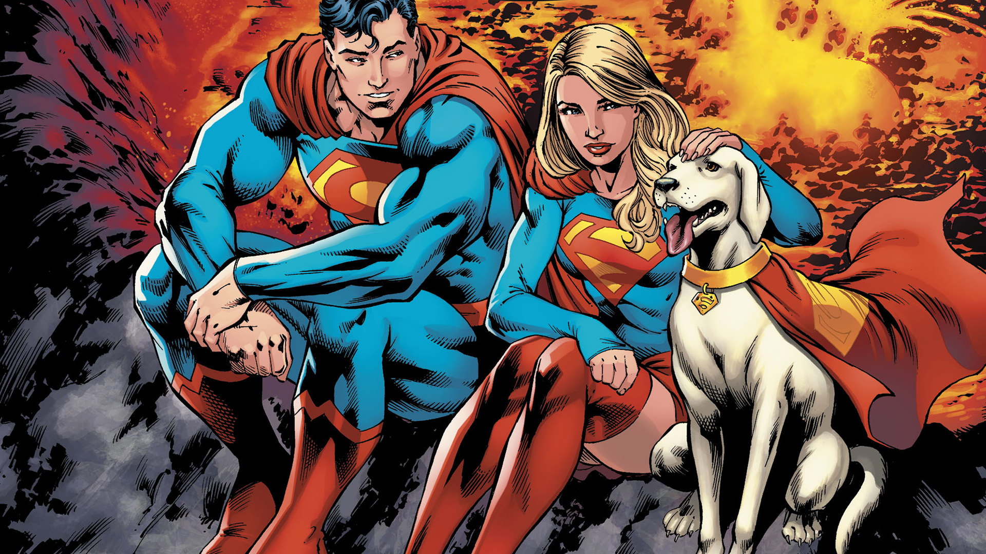 Comics Superman Supergirl Dc Comics Krypto Hd Wallpaper - Comic Supergirl And Superman , HD Wallpaper & Backgrounds