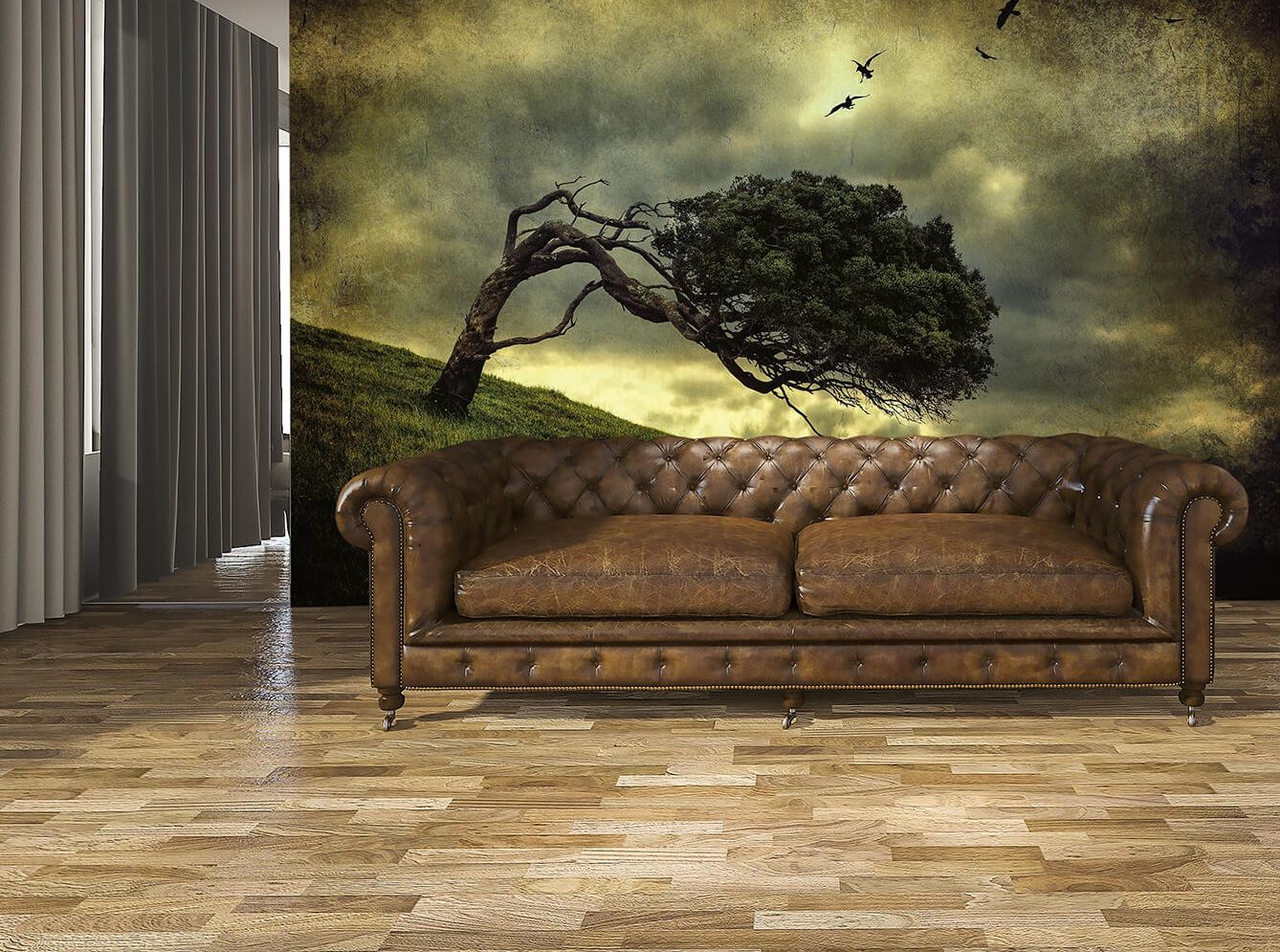 Bedroom Tree Feature Wall , HD Wallpaper & Backgrounds