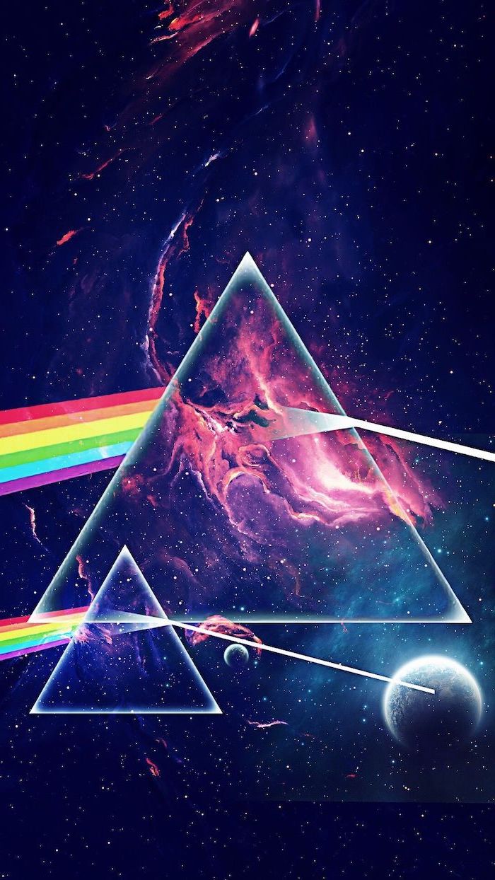Two Triangles And Rainbows In The Middle, Space Desktop - Aesthetic Galaxy Background , HD Wallpaper & Backgrounds