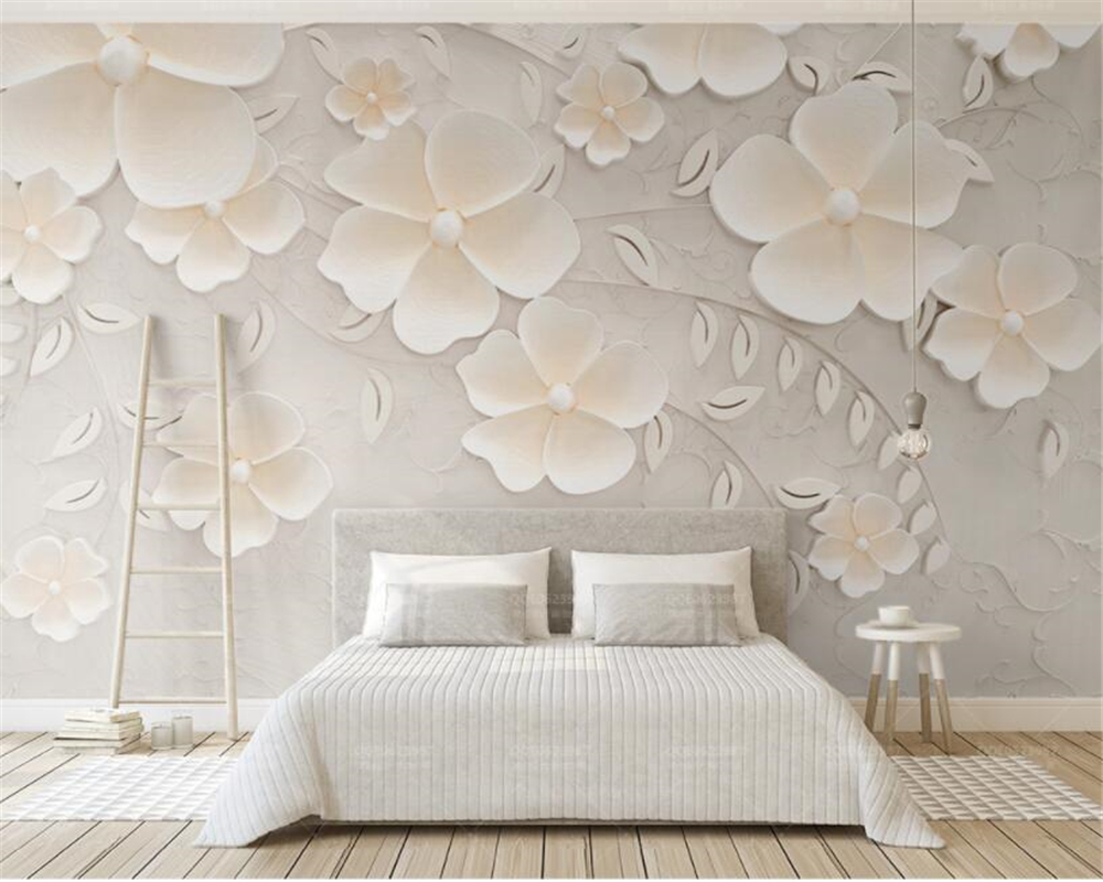 Beibehang Custom Wallpaper Beige Embossed Flowers 3d , HD Wallpaper & Backgrounds