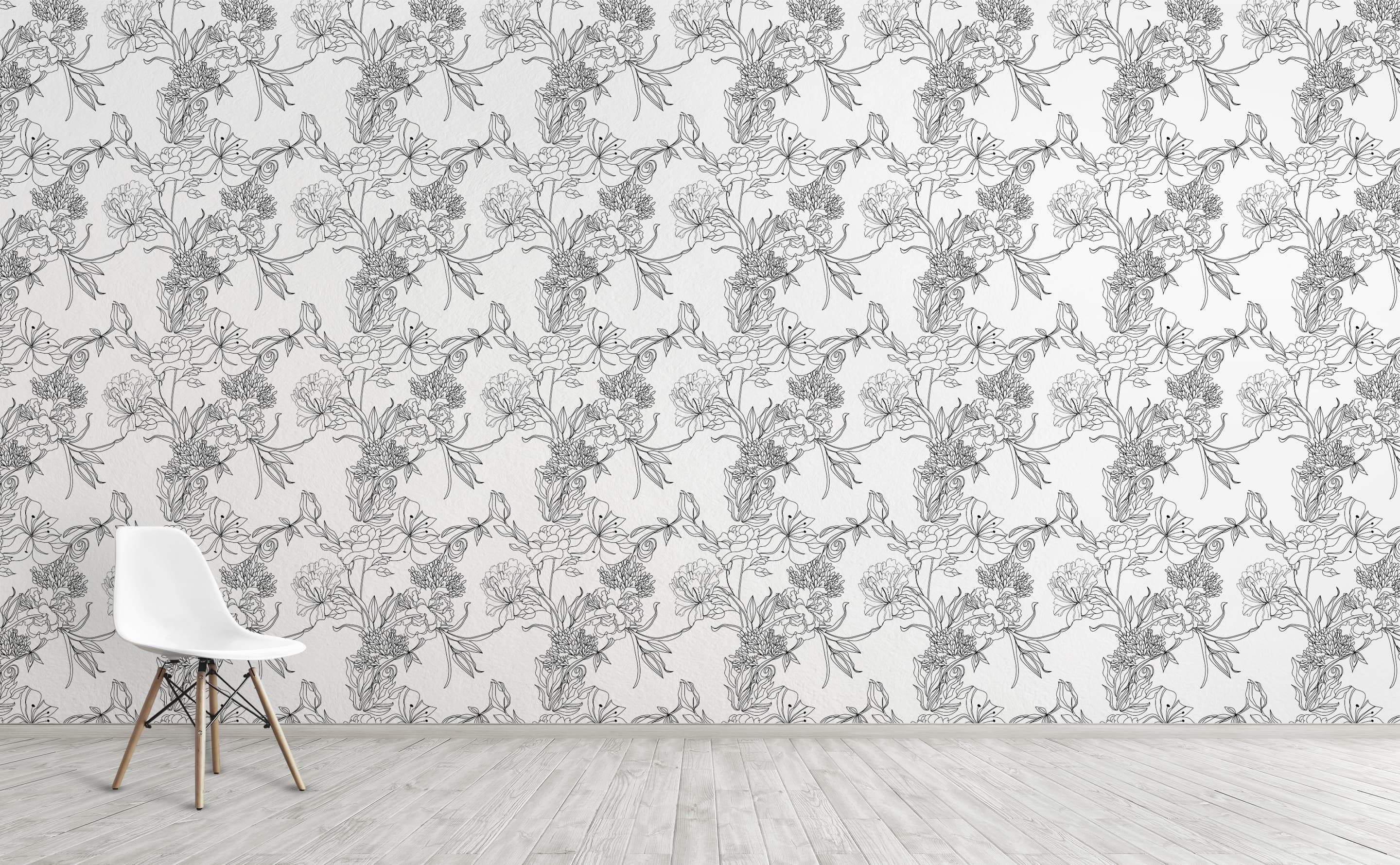 Sketch Floral Wallpaper Pattern By Walls Need Loveﾮ - Windsor Chair , HD Wallpaper & Backgrounds