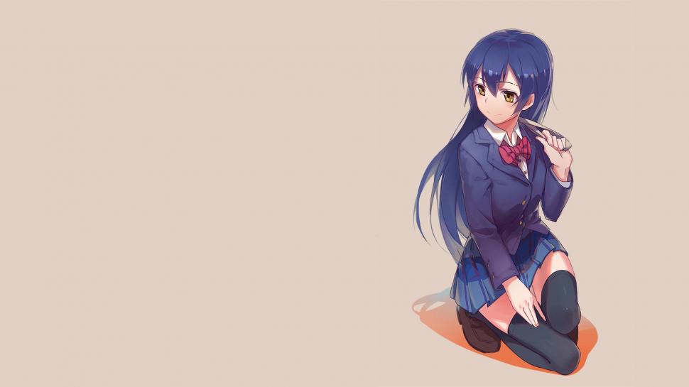 Anime, Anime Girls, Simple Background, School Uniform, - Blue Haired Anime Girl School Uniform , HD Wallpaper & Backgrounds