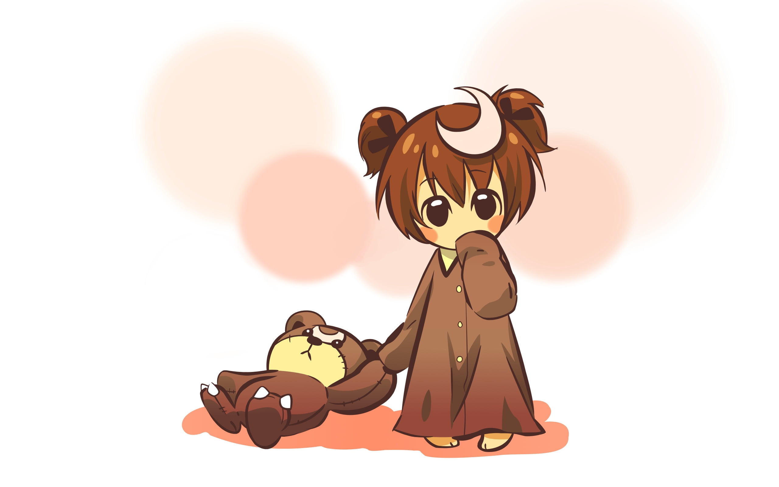 Anime Gambar Lucu - Anime Character With Teddy Bear , HD Wallpaper & Backgrounds