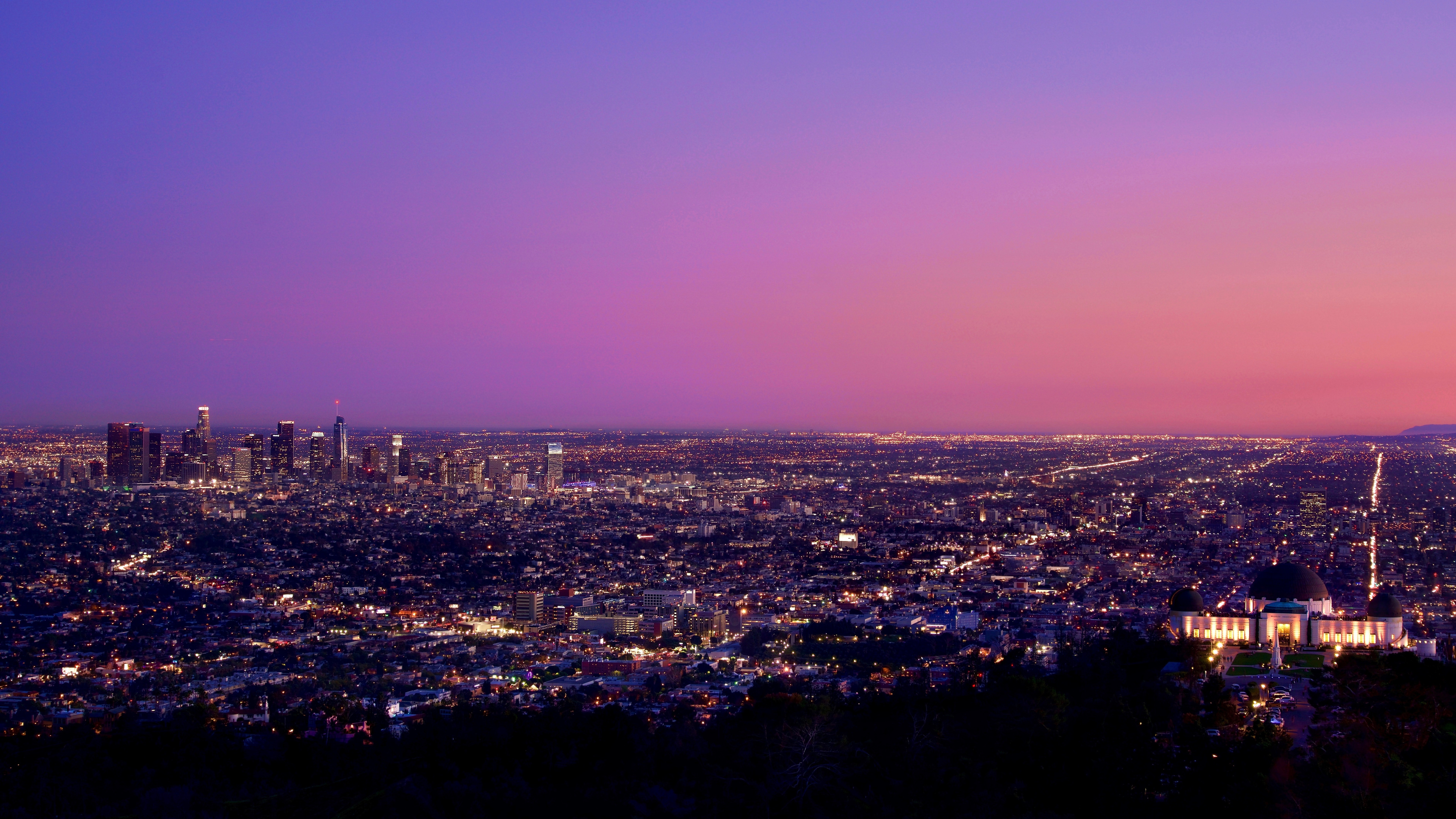 Los Angeles At Nightfall Usa 8k 7680×4320 - Los Angeles , HD Wallpaper & Backgrounds