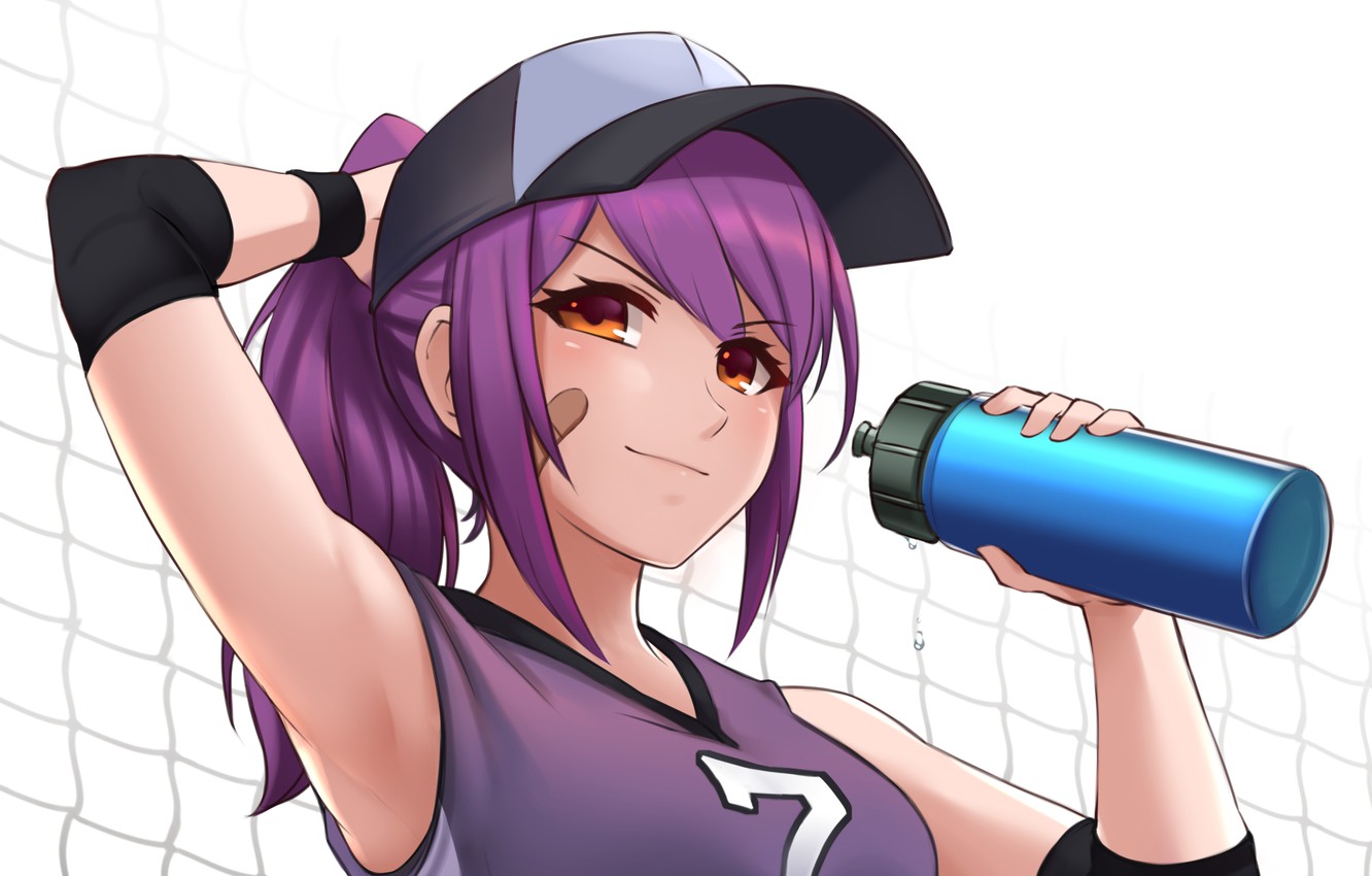 Photo Wallpaper Girl, Anime, Purple Hair, Net, Bonnet, - Anime Purple Hair , HD Wallpaper & Backgrounds