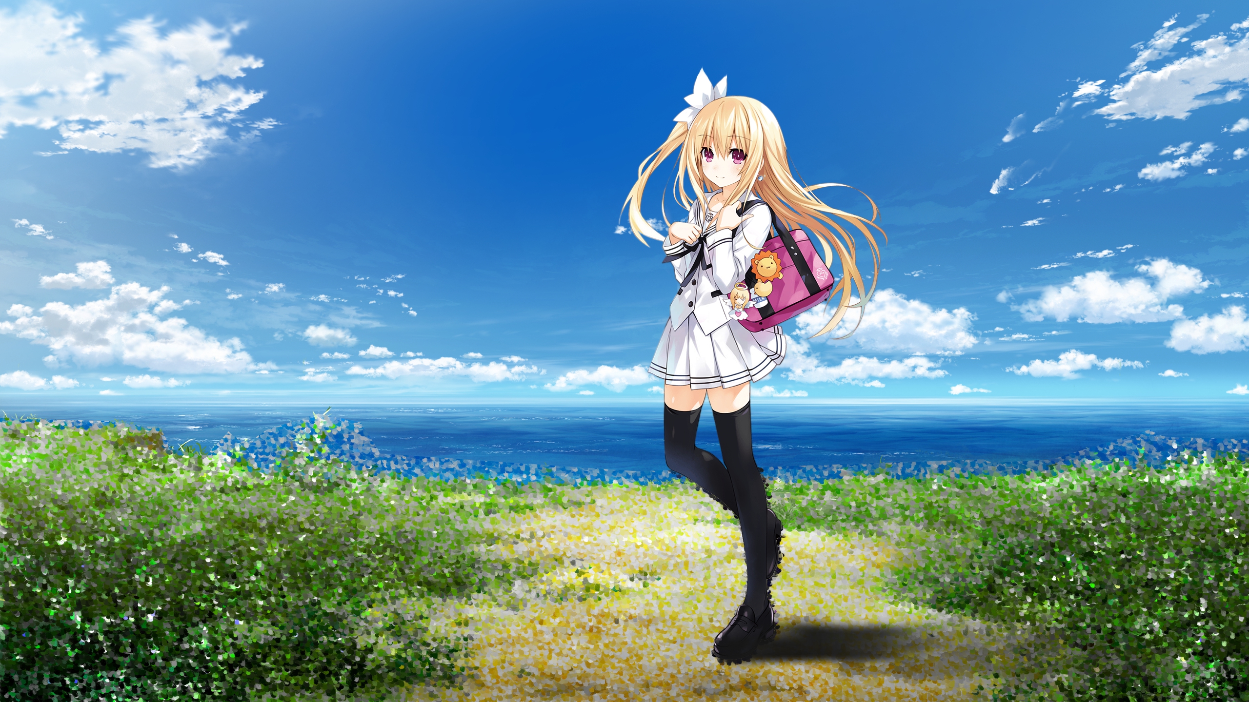 Blonde Anime Girl Seaside Wallpaper - Anime Girl Wallpaper Blonde , HD Wallpaper & Backgrounds