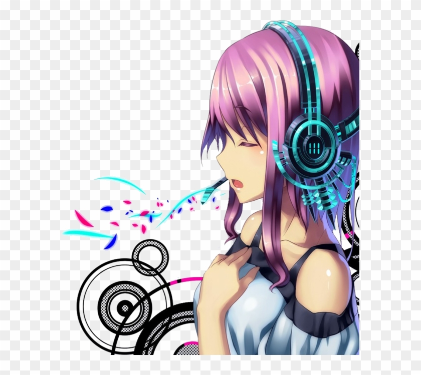 #anime #animegirl #headphones #music - Anime Girl With Headphones , HD Wallpaper & Backgrounds