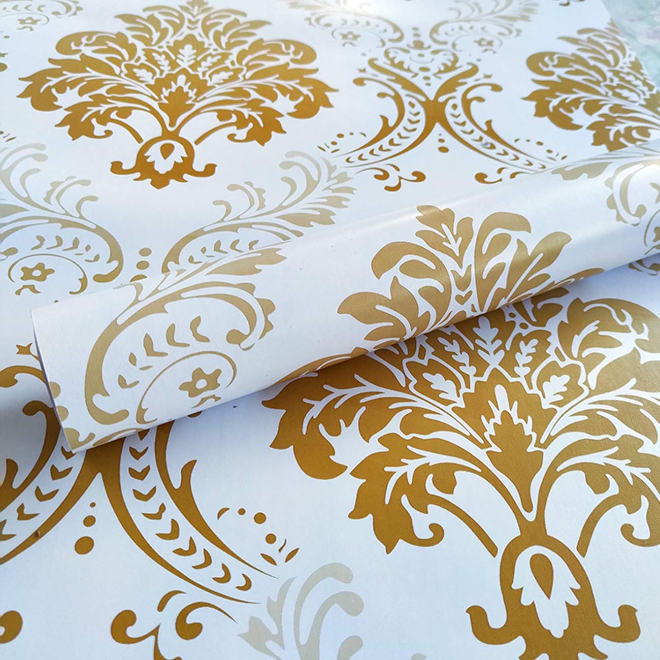 Wow Interiors Golden Floral Self Adhesive Wallpaper - Peel & Stick Wallpaper , HD Wallpaper & Backgrounds