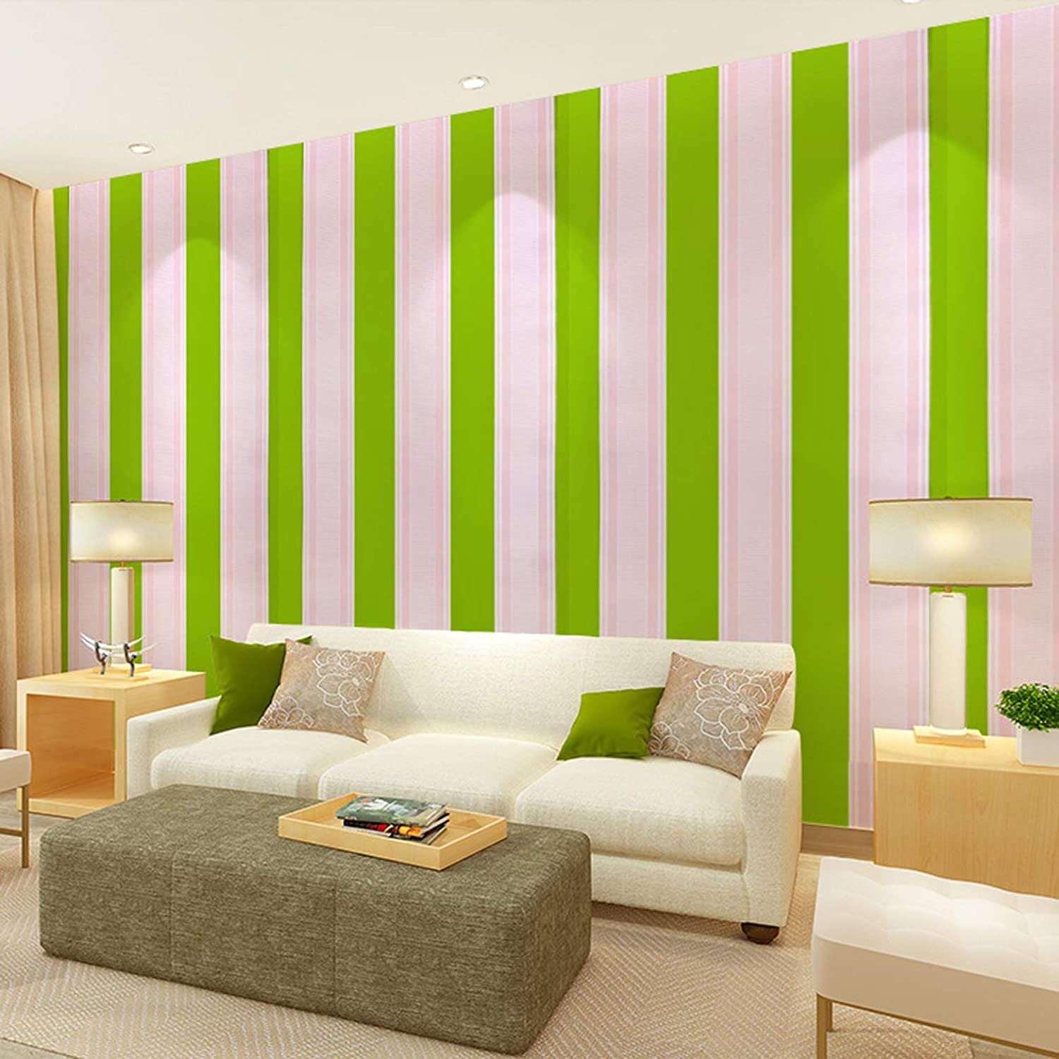 Wow Interiors Green And Pink Stripes Peel And Stick - Gamazine Interior Walls , HD Wallpaper & Backgrounds