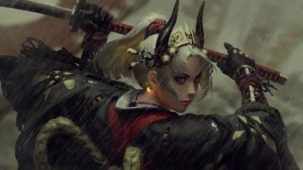 Samurai Girl Rain Live Wallpaper , HD Wallpaper & Backgrounds
